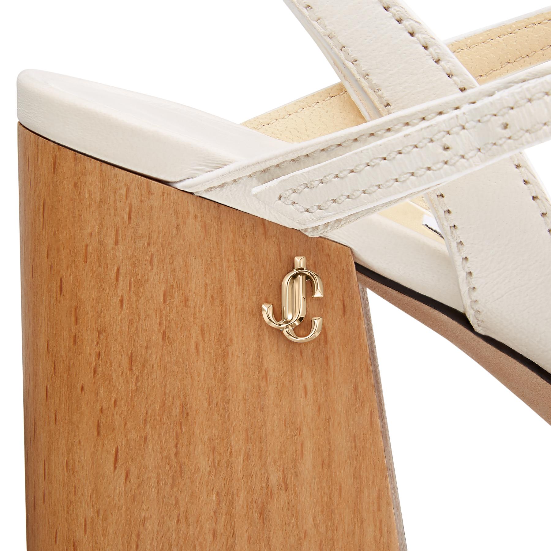 Jimmy Choo Joya 85 Latte Vachetta Leather Block heel Sandals With
