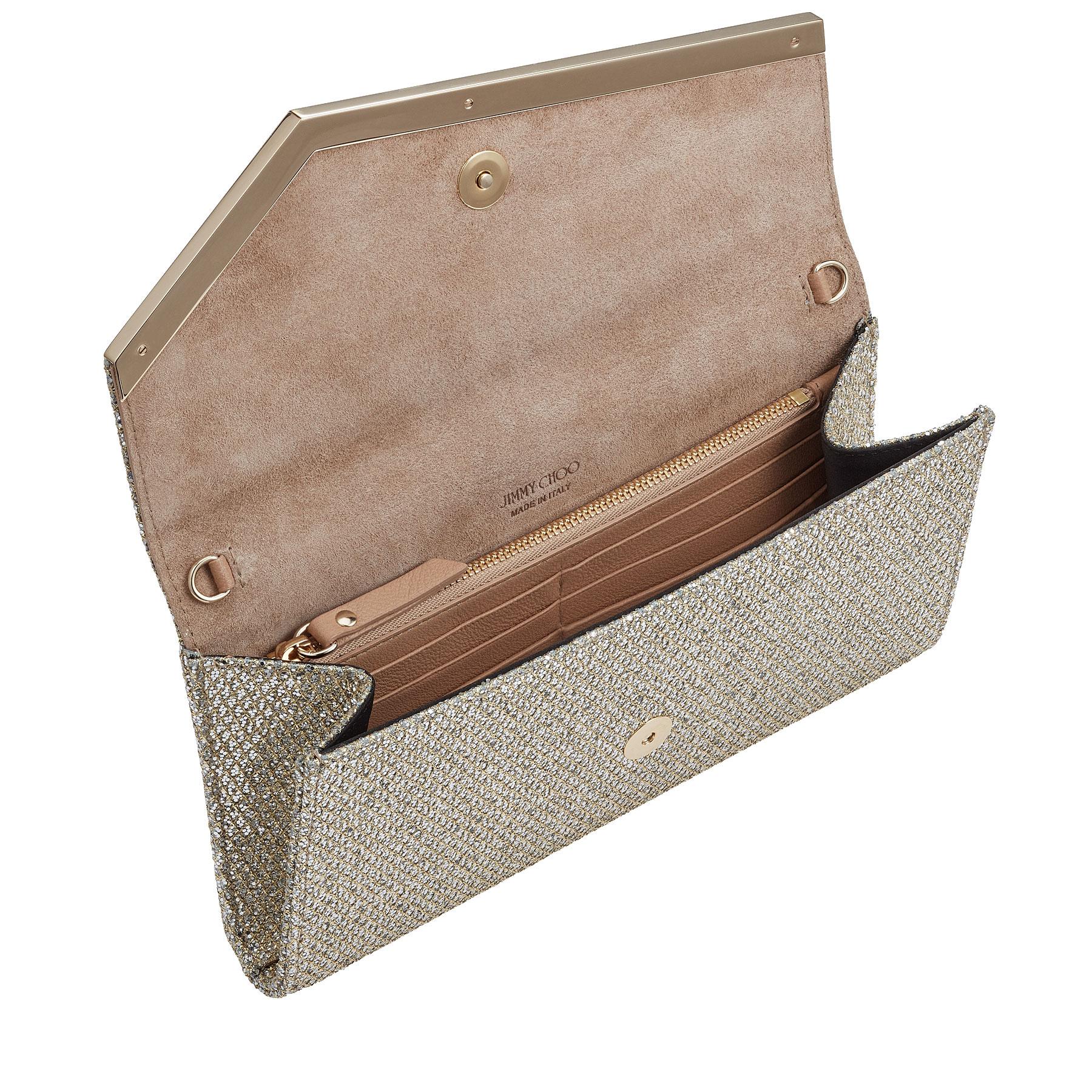 jimmy choo champagne glitter clutch