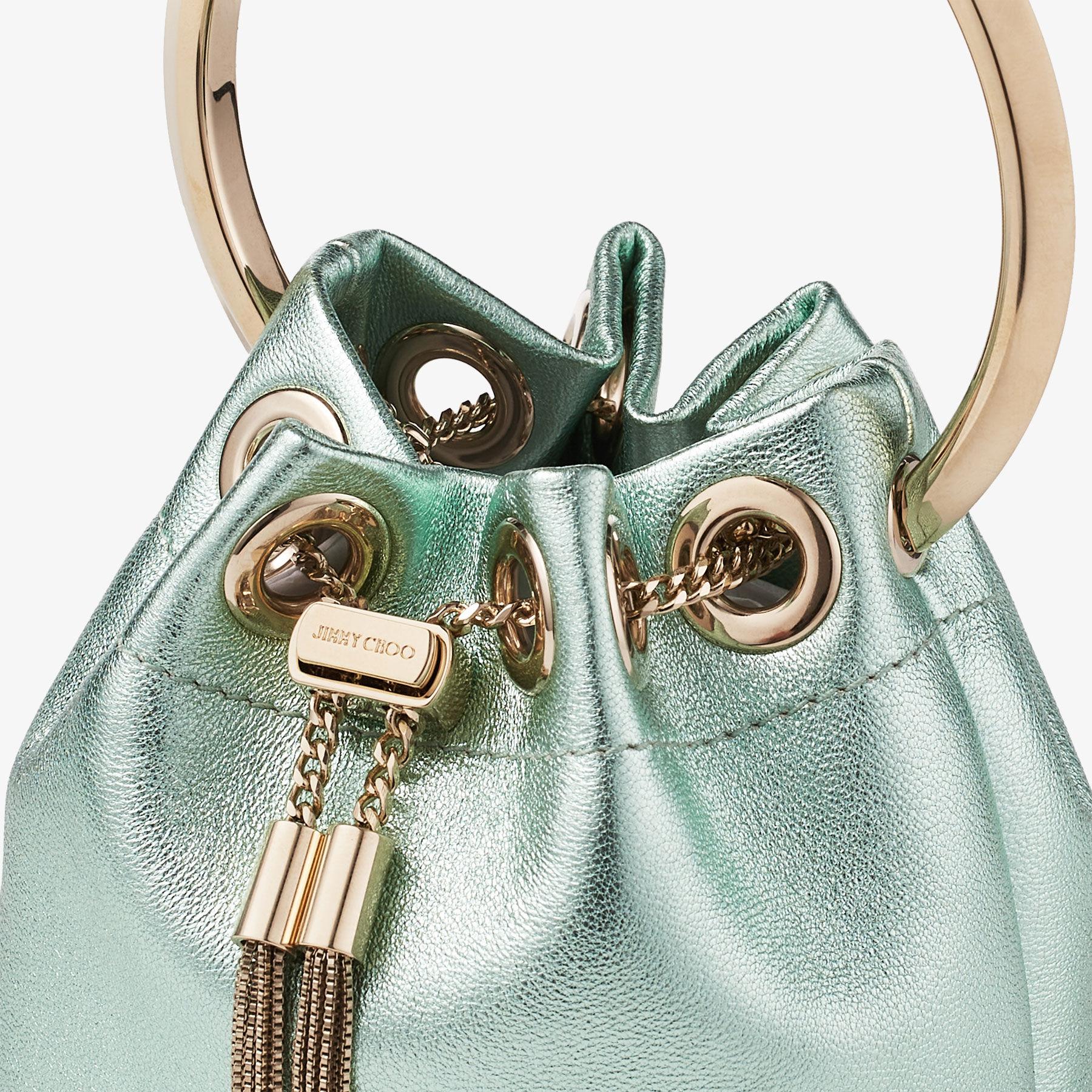 MICRO BON BON | Silver Crystal Mesh Bag with Metal Handle