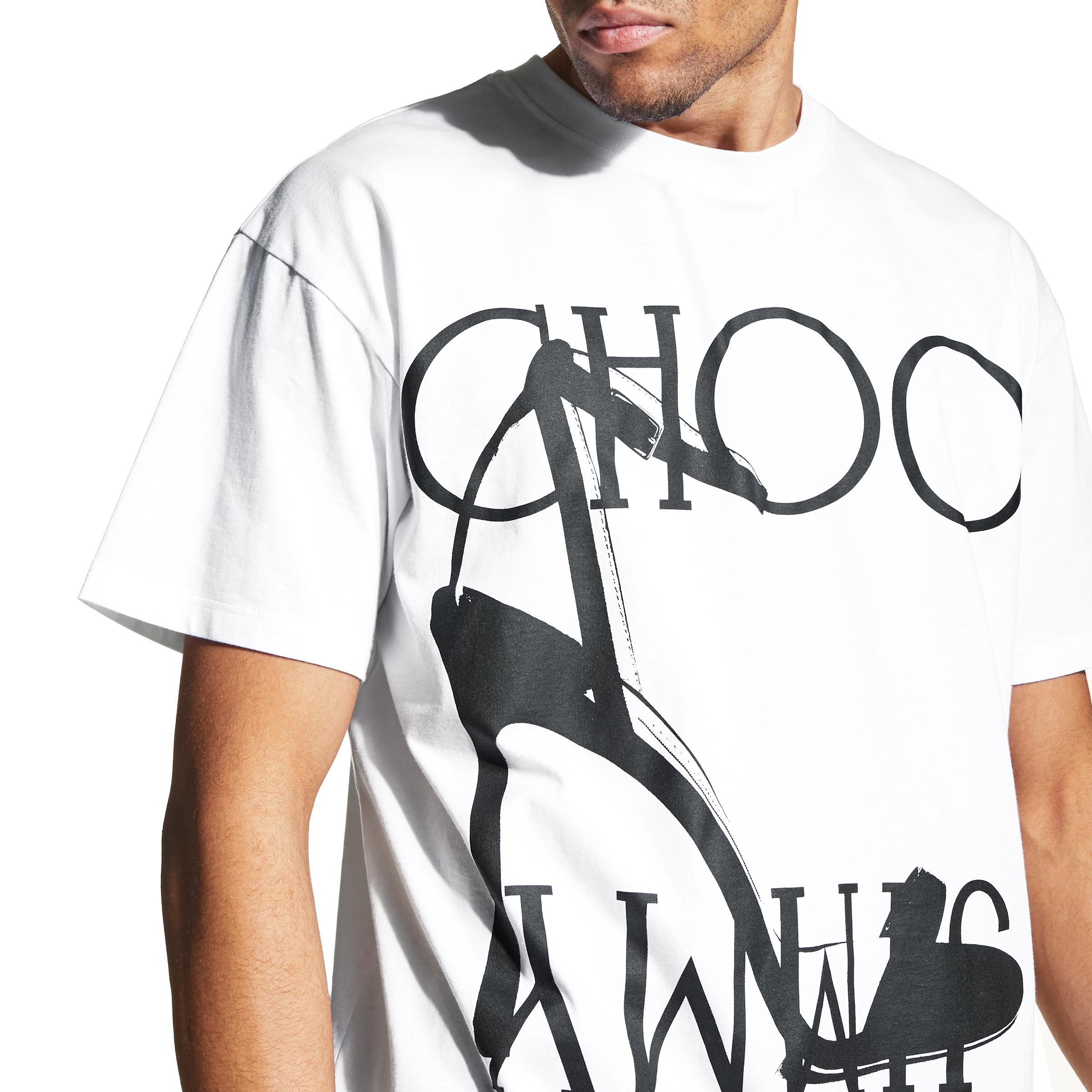 Jimmy Choo K-tee Oversized White Cotton T-shirt With Embossed Logo 