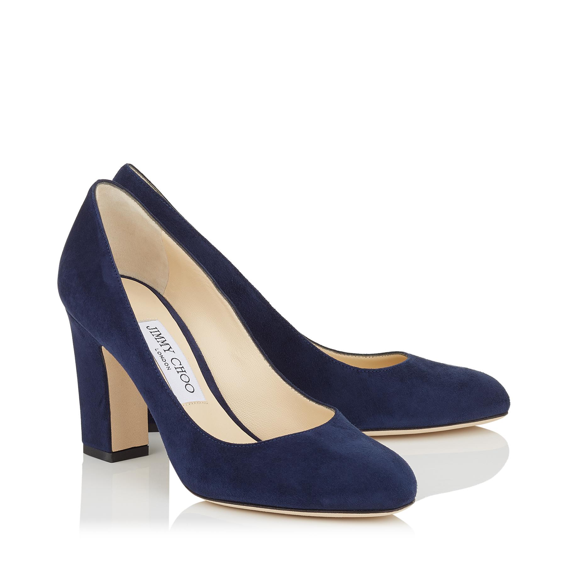 navy round toe heels