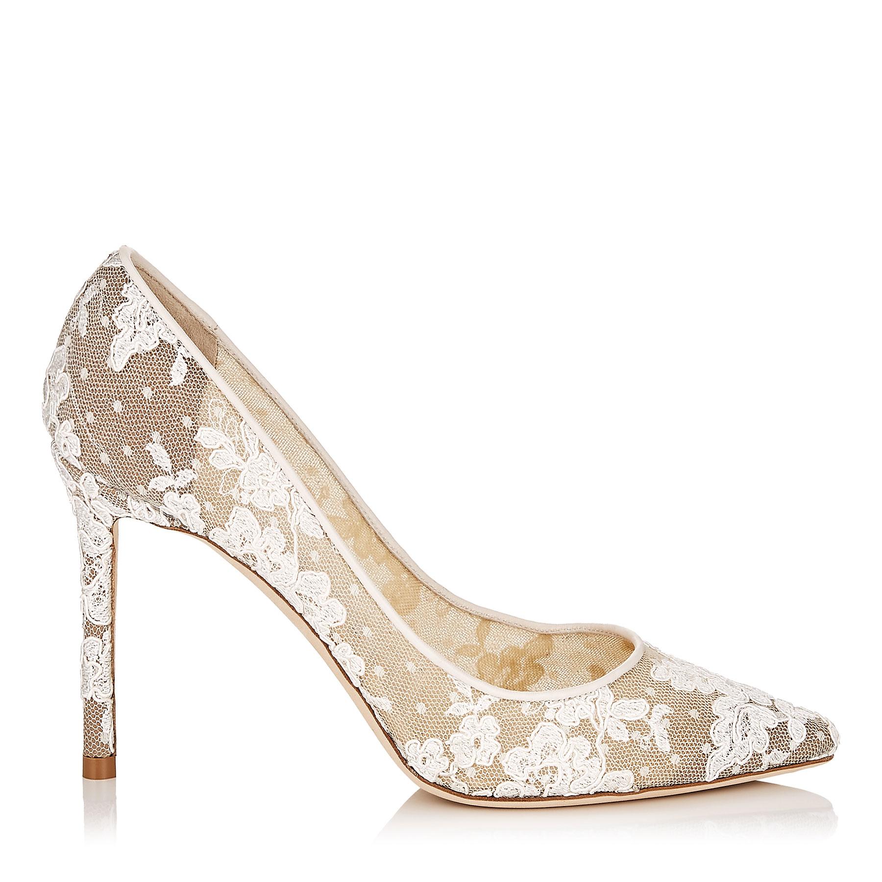 Jimmy Choo Macy Ivory/Silver Lace/Satin Heels – Opulent Habits