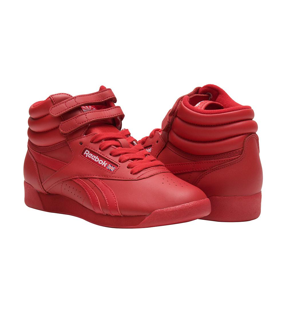 Reebok Leather Freestyle Hi High-top Sneaker in Red - Lyst