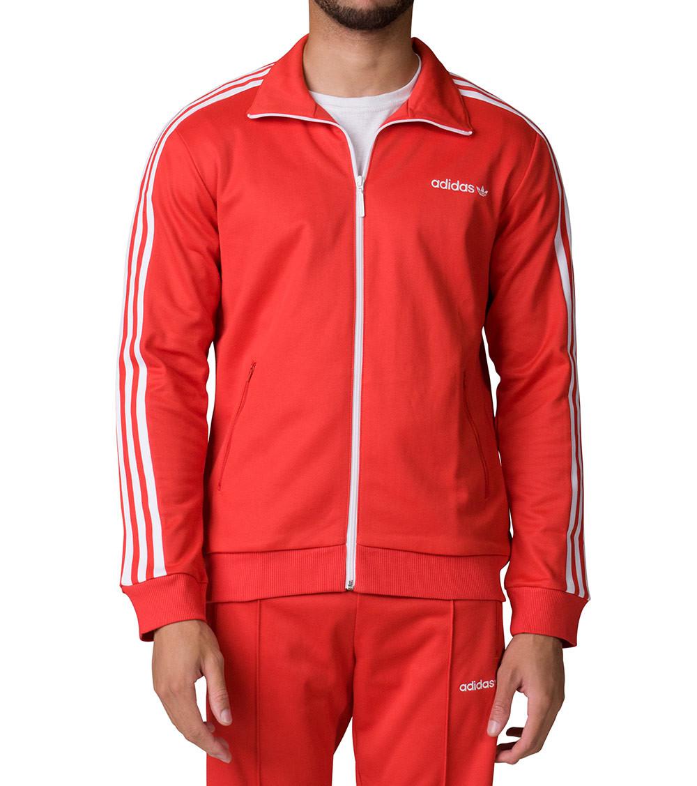 adidas beckenbauer track jacket red
