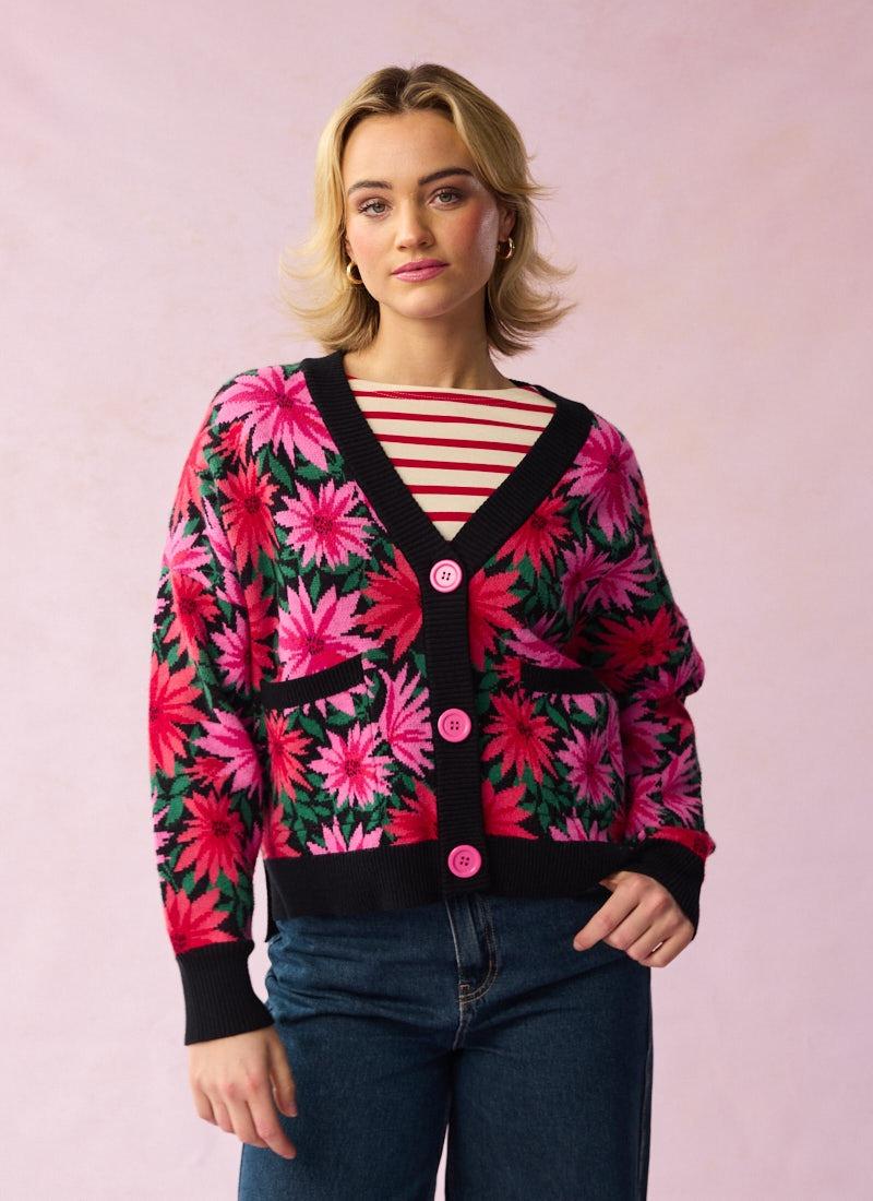 Cardigan Femme Joanie – Taille L – Multicolore – Motif Géométrique