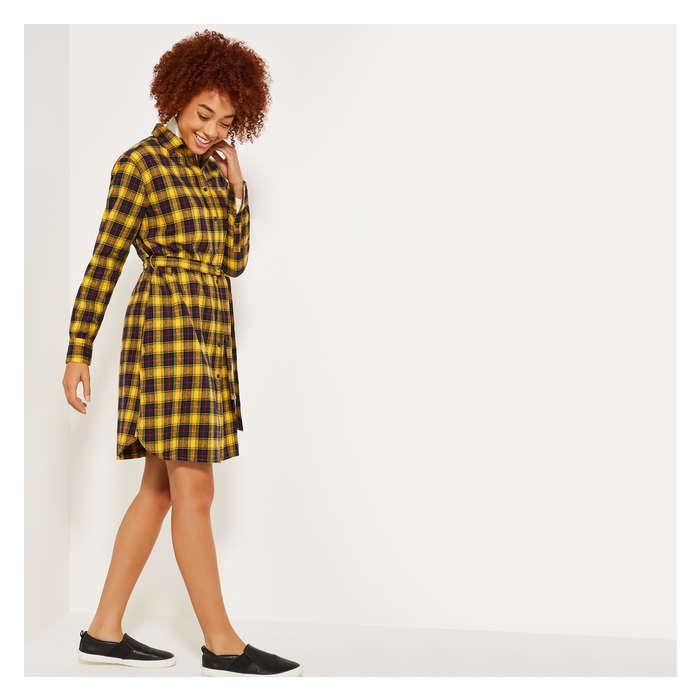 yellow flannel dress