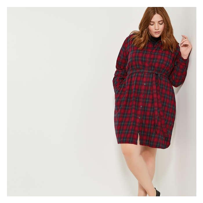 red flannel shirt dress