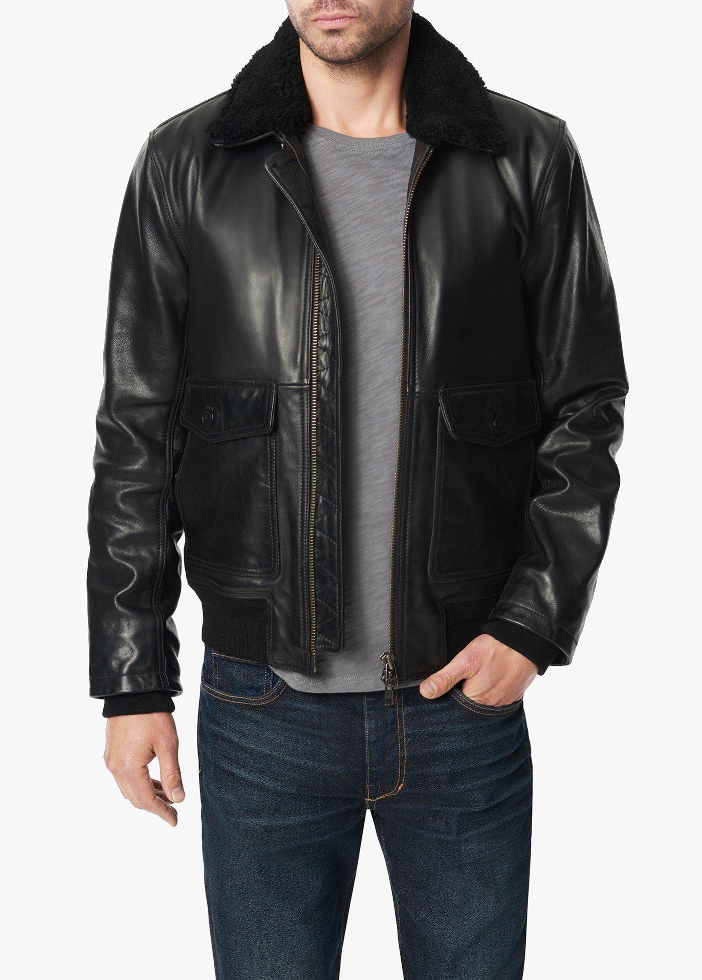 Joe's Jeans Leather Shearling Collar 