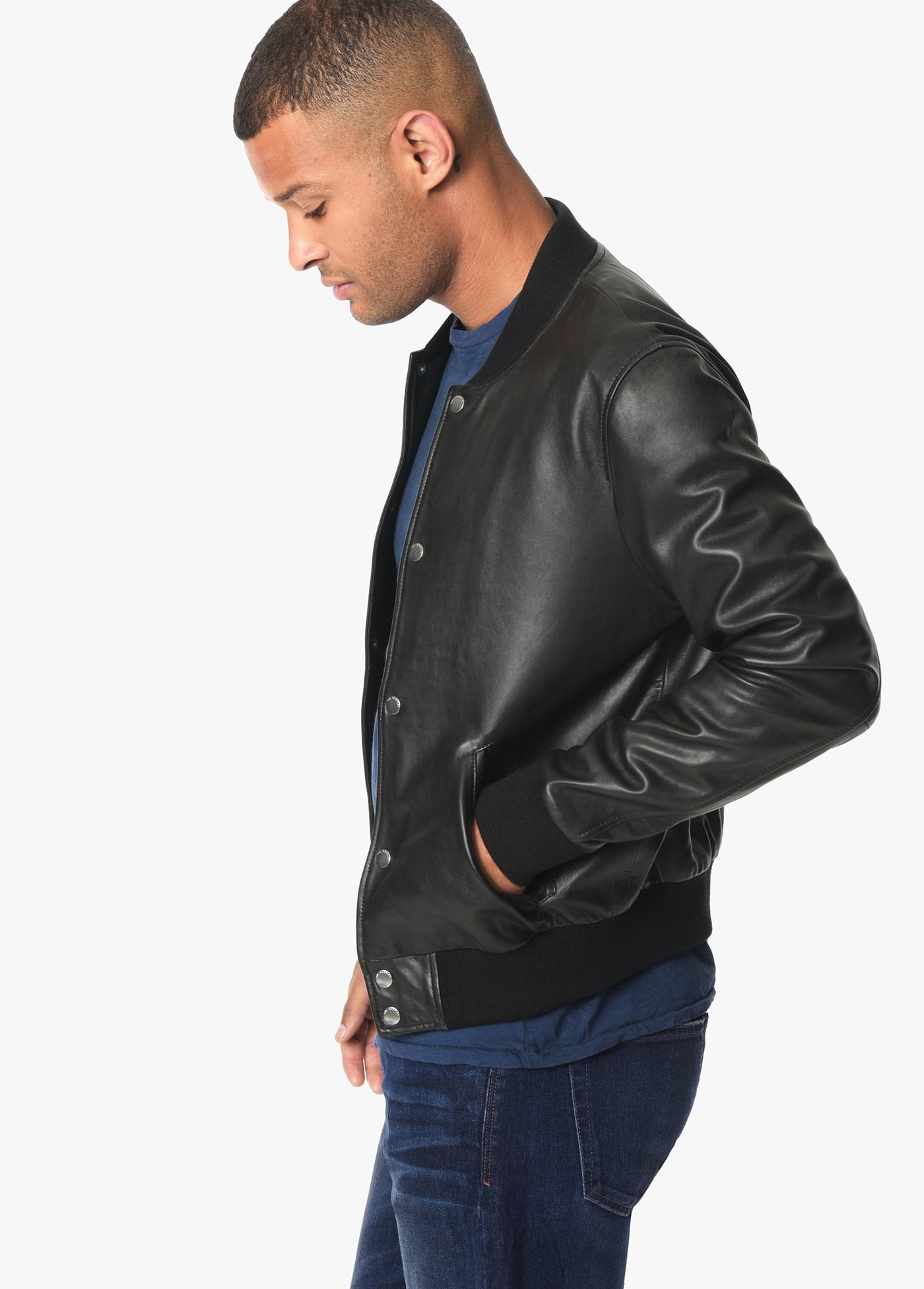 Joes Jeans Mens Raffi Leather Bomber