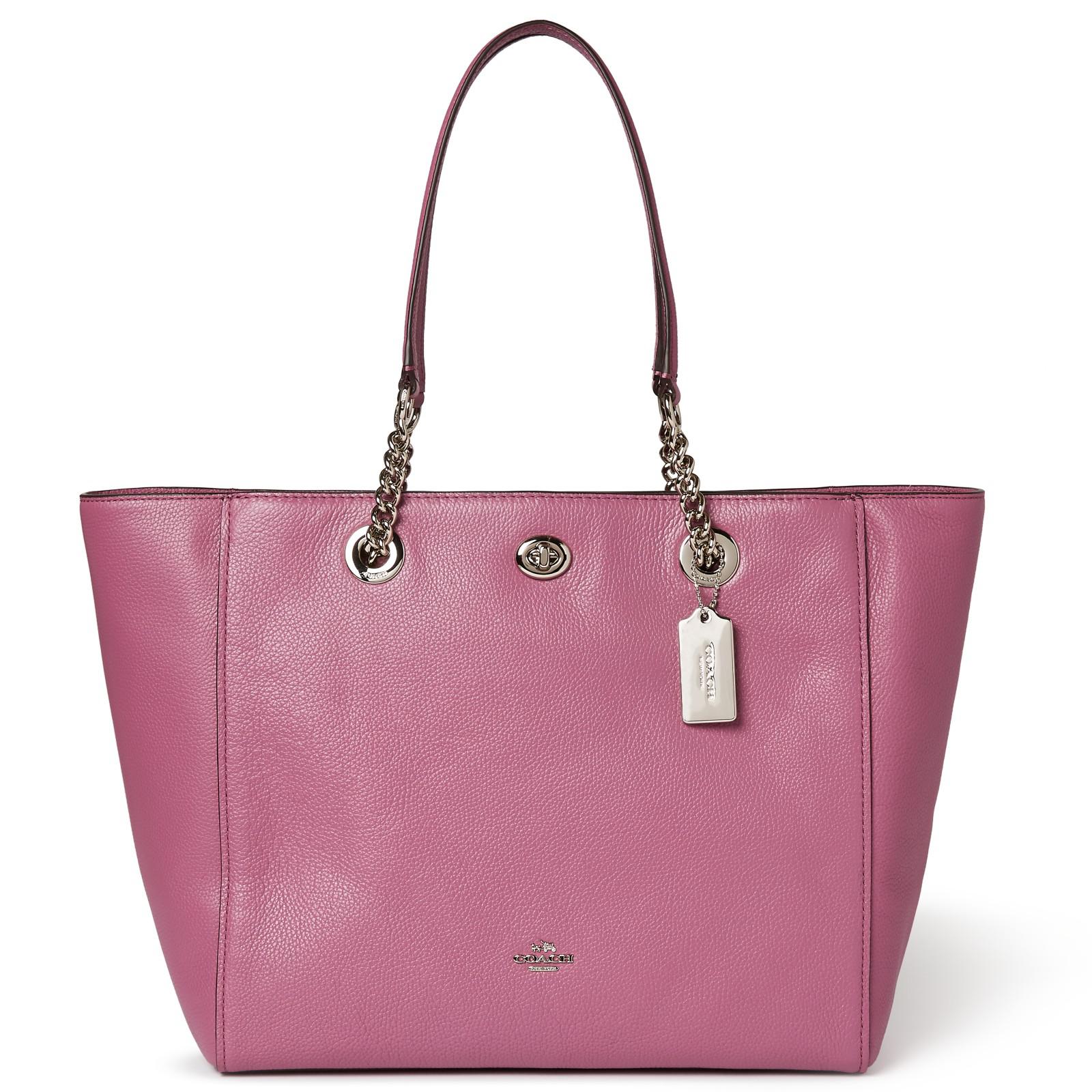 COACH Leather Turnlock Chain Tote Lyst