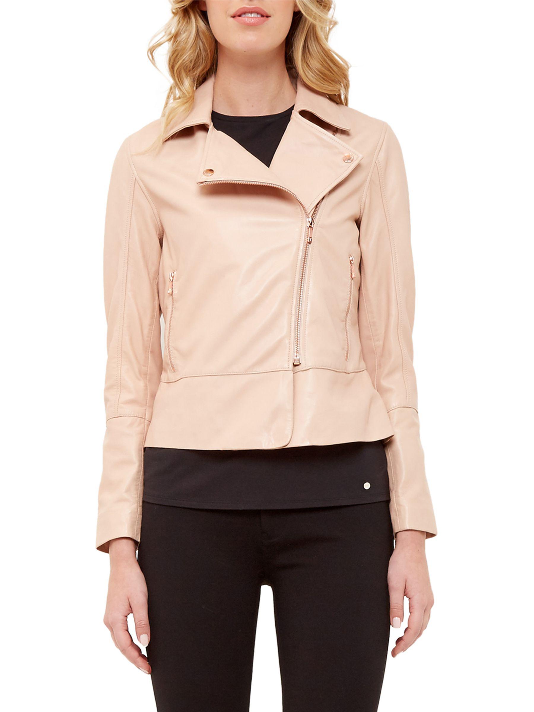 Ted Baker Leather Biker Jacket In Pink Lyst Ted Baker Women S Pink Leather Biker Jacket