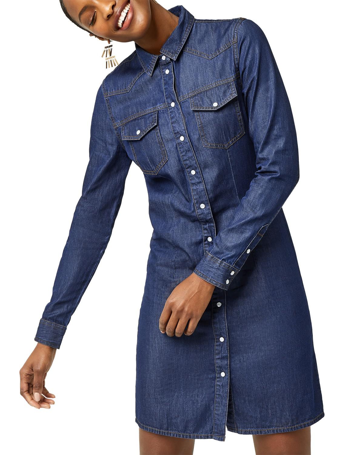 warehouse western denim shirt dress