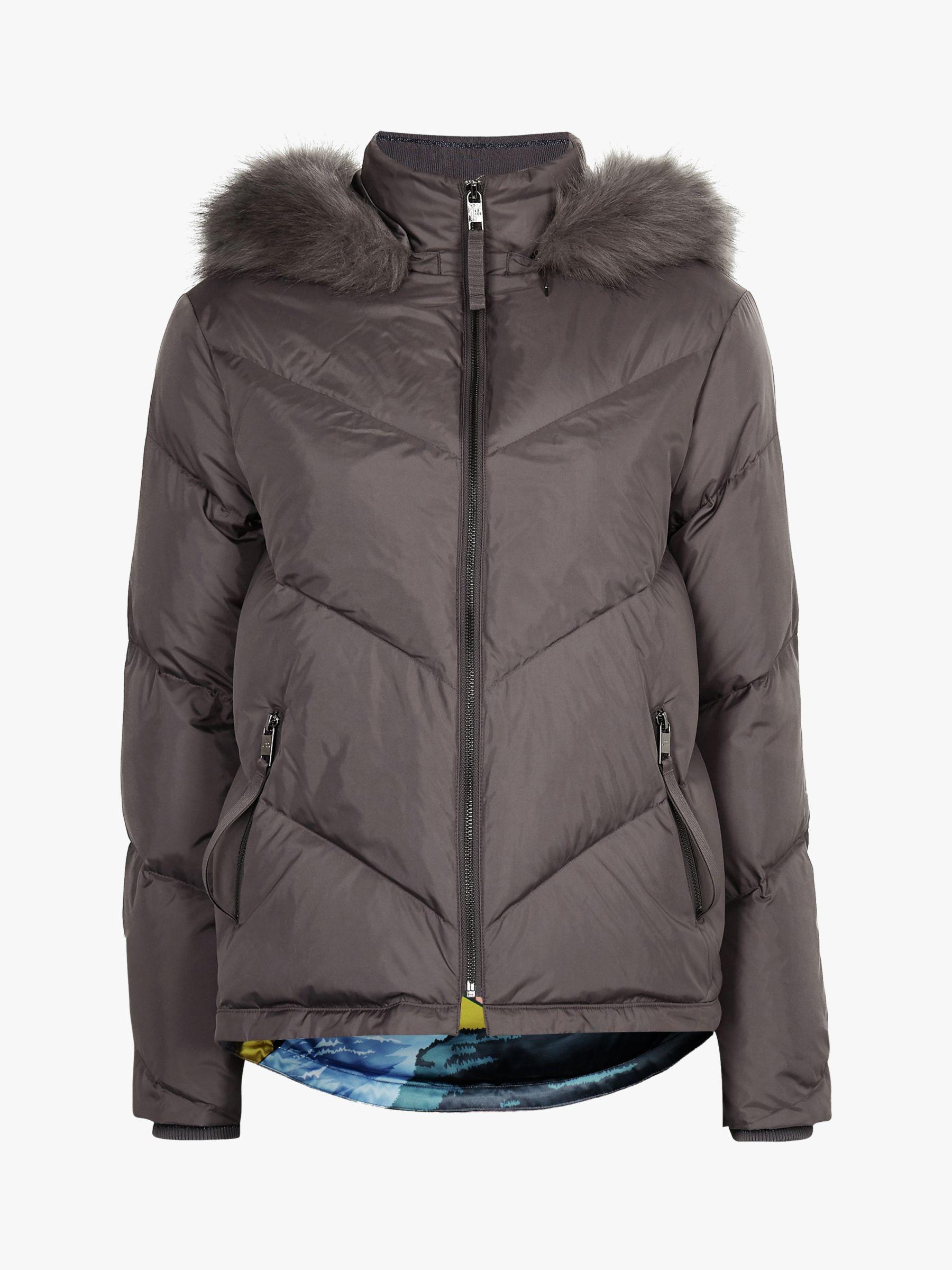Ted Baker Synthetic Lavenia Quilted Faux Fur Jacket in Light Grey (Grey