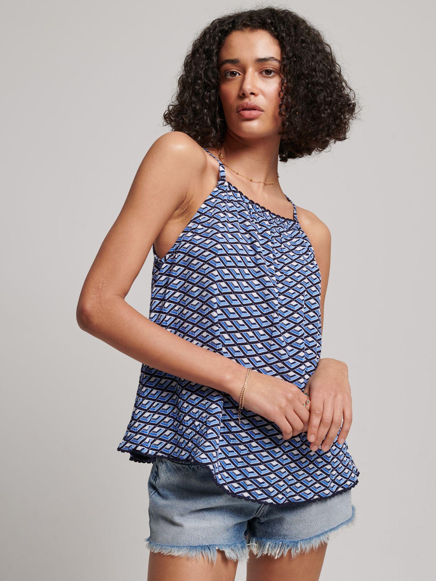 Superdry Halter Beach Cami Top in Blue | Lyst UK