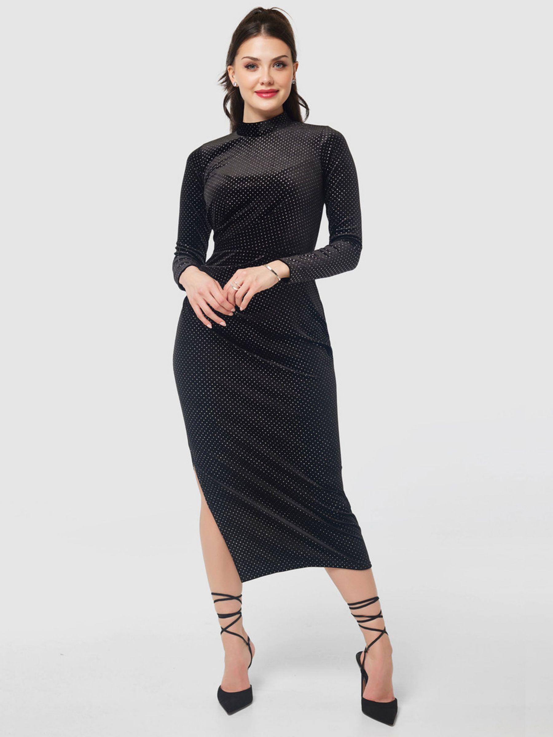 Black glitter velvet high neck clearance dress