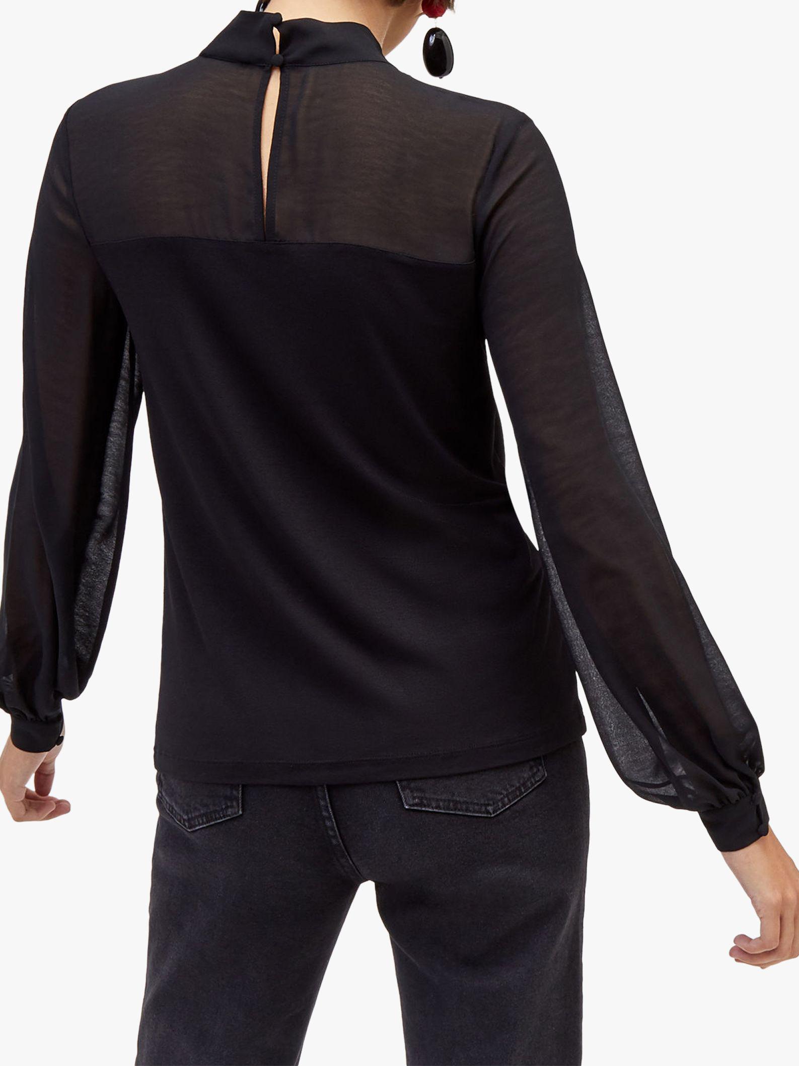 warehouse high neck sheer sleeve top