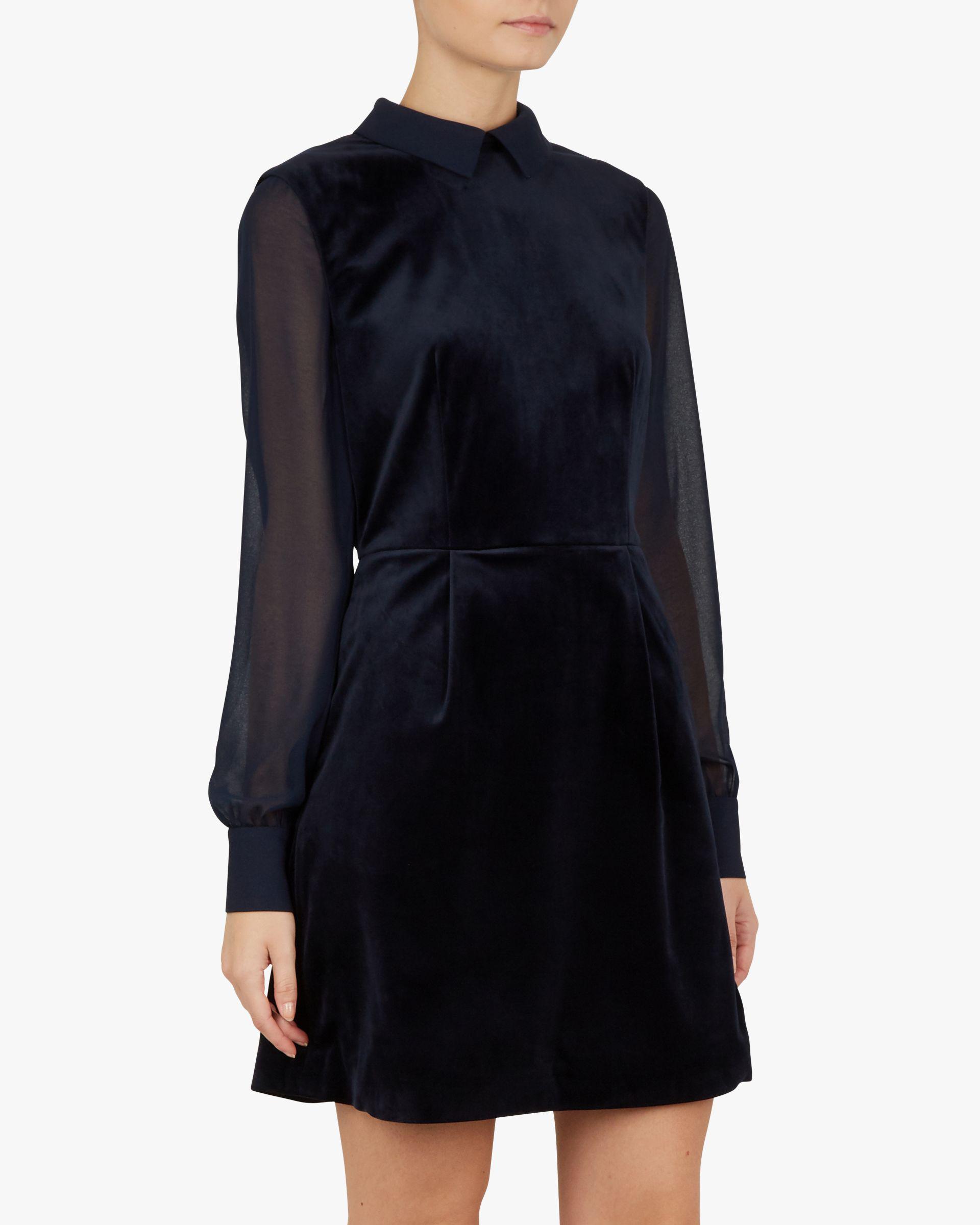 ted baker navy velvet dress