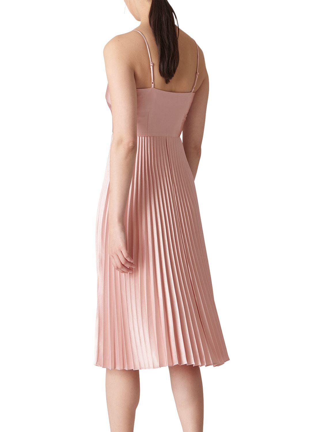 Whistles Satin Pleated Strappy Dress in Pale Pink (Pink) Lyst