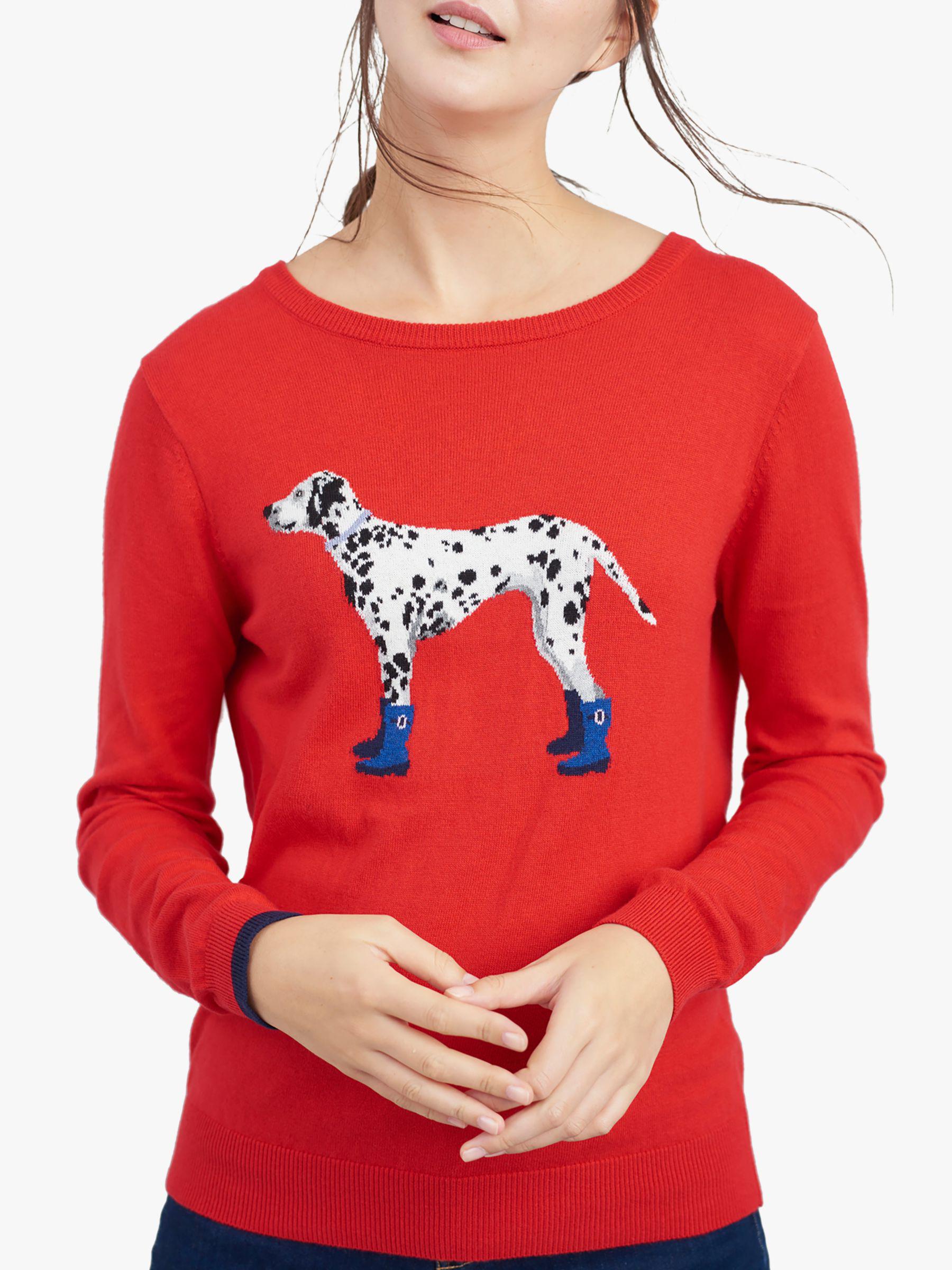 Pullover & Strick Joules Womens Miranda Intarsia Jumper in RED DALMATIAN Kleidung & Accessoires 