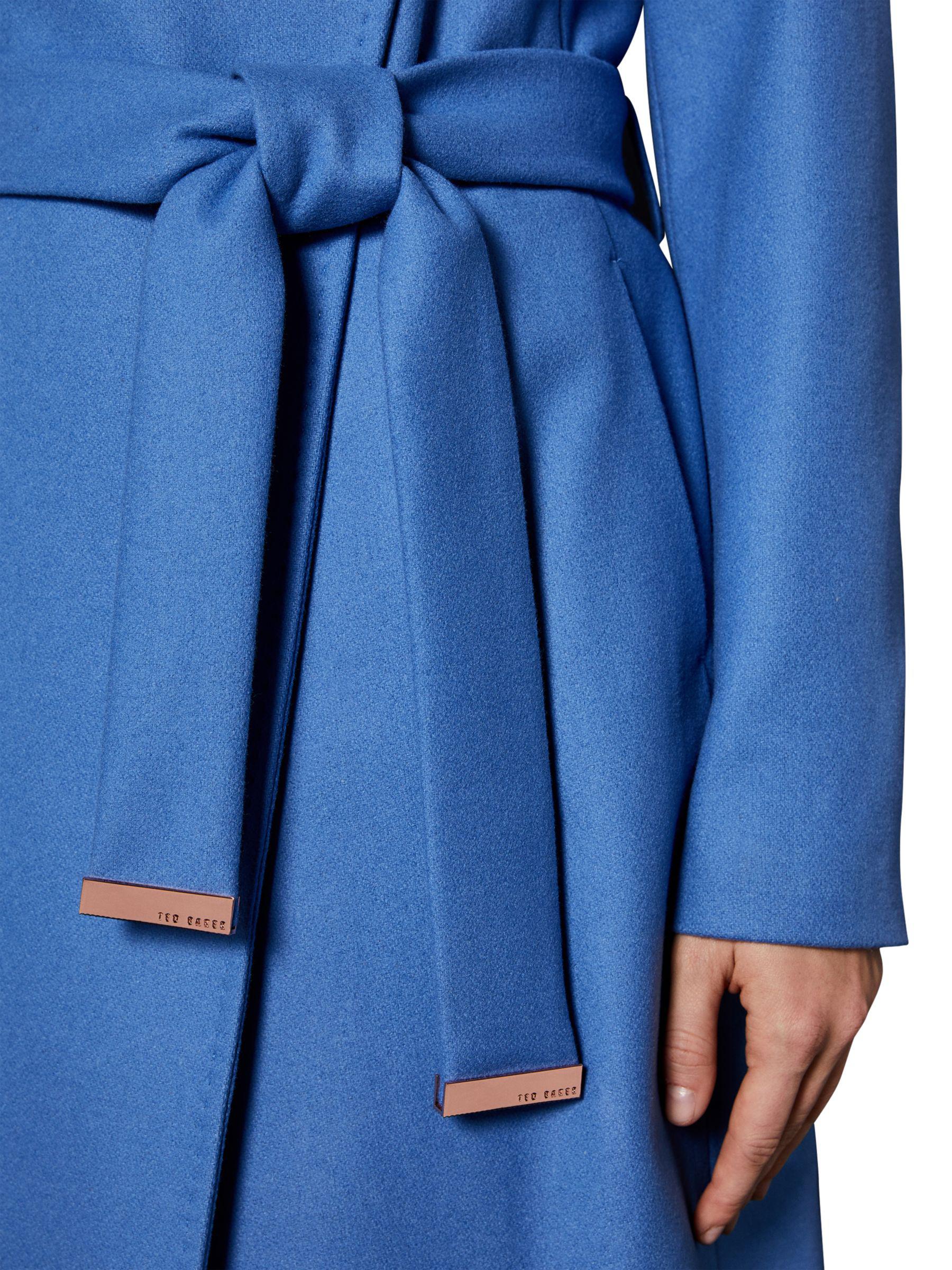 Ted Baker Sandra Wool Blend Wrap Coat in Mid Blue (Blue) Lyst