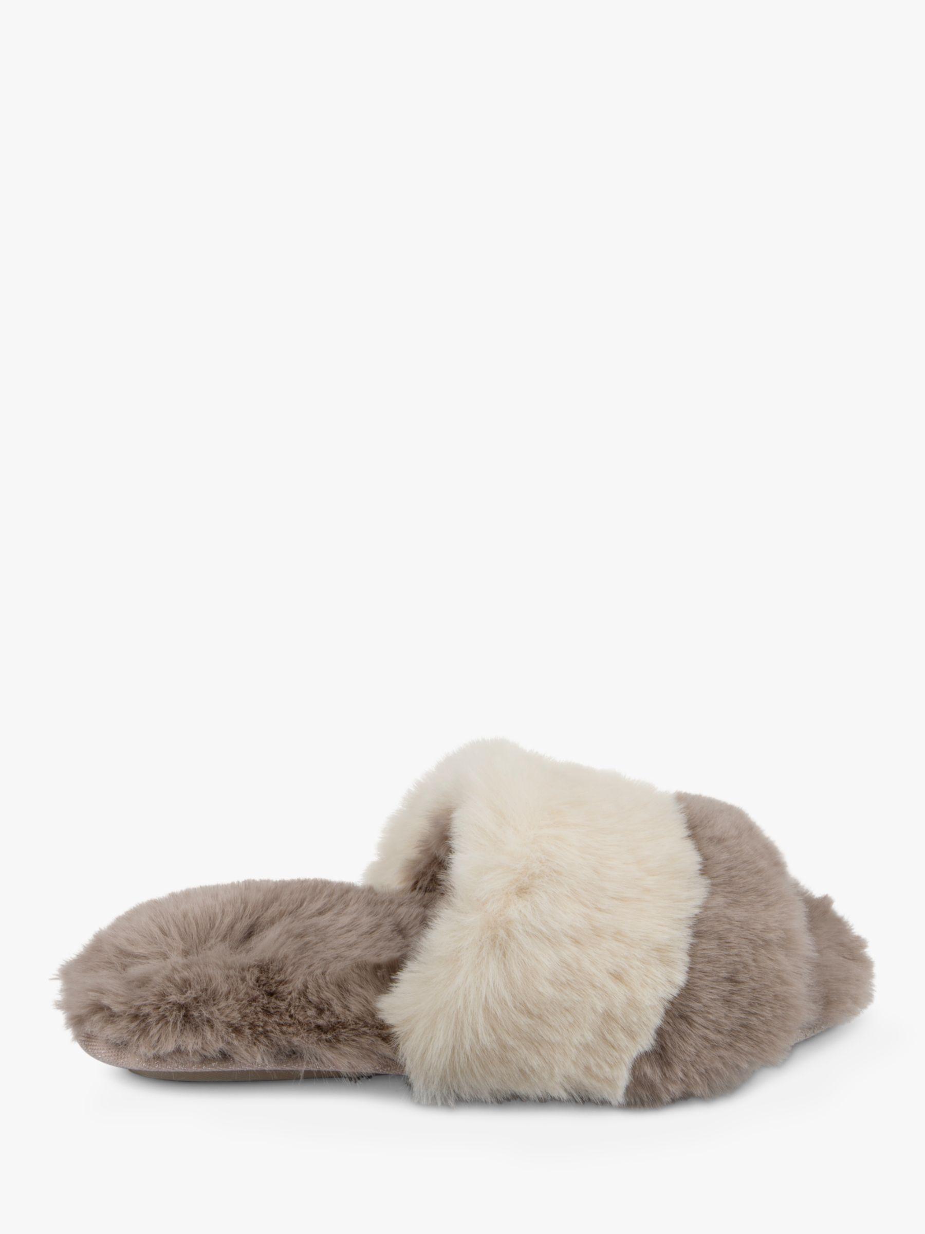 Totes Faux Fur Contrast Stripe Slippers in White Lyst UK
