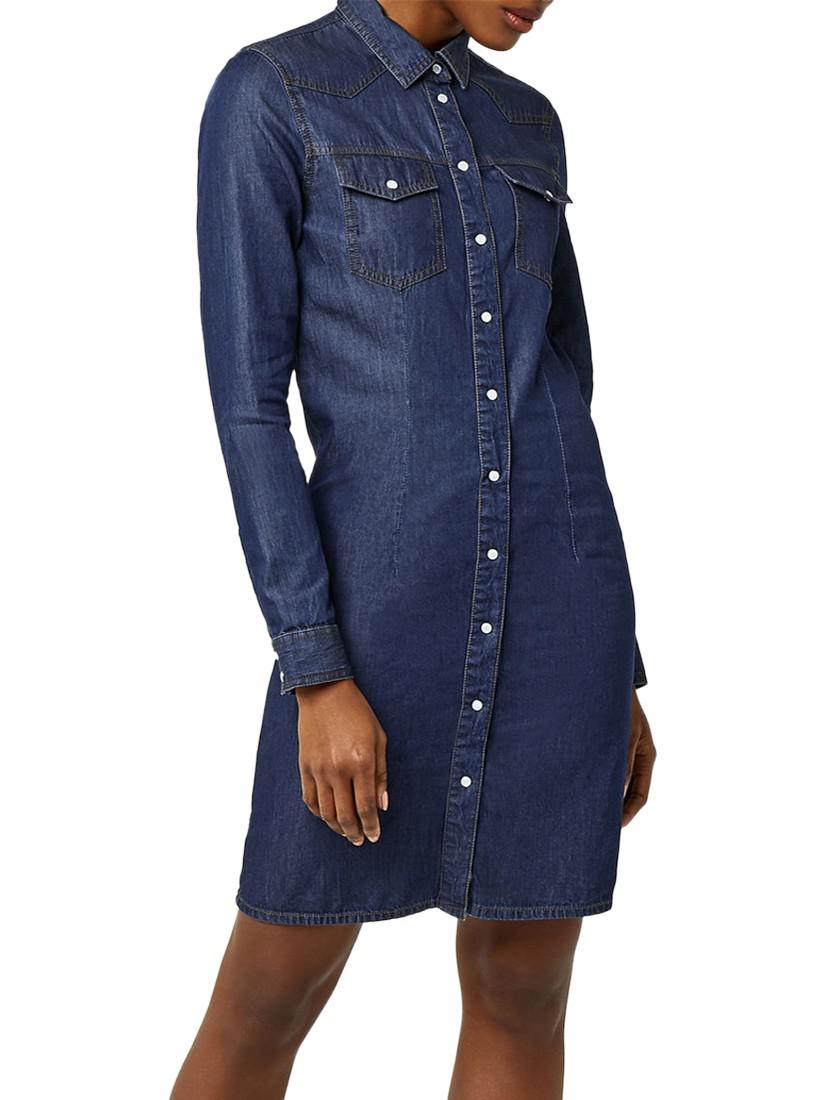warehouse western denim shirt dress