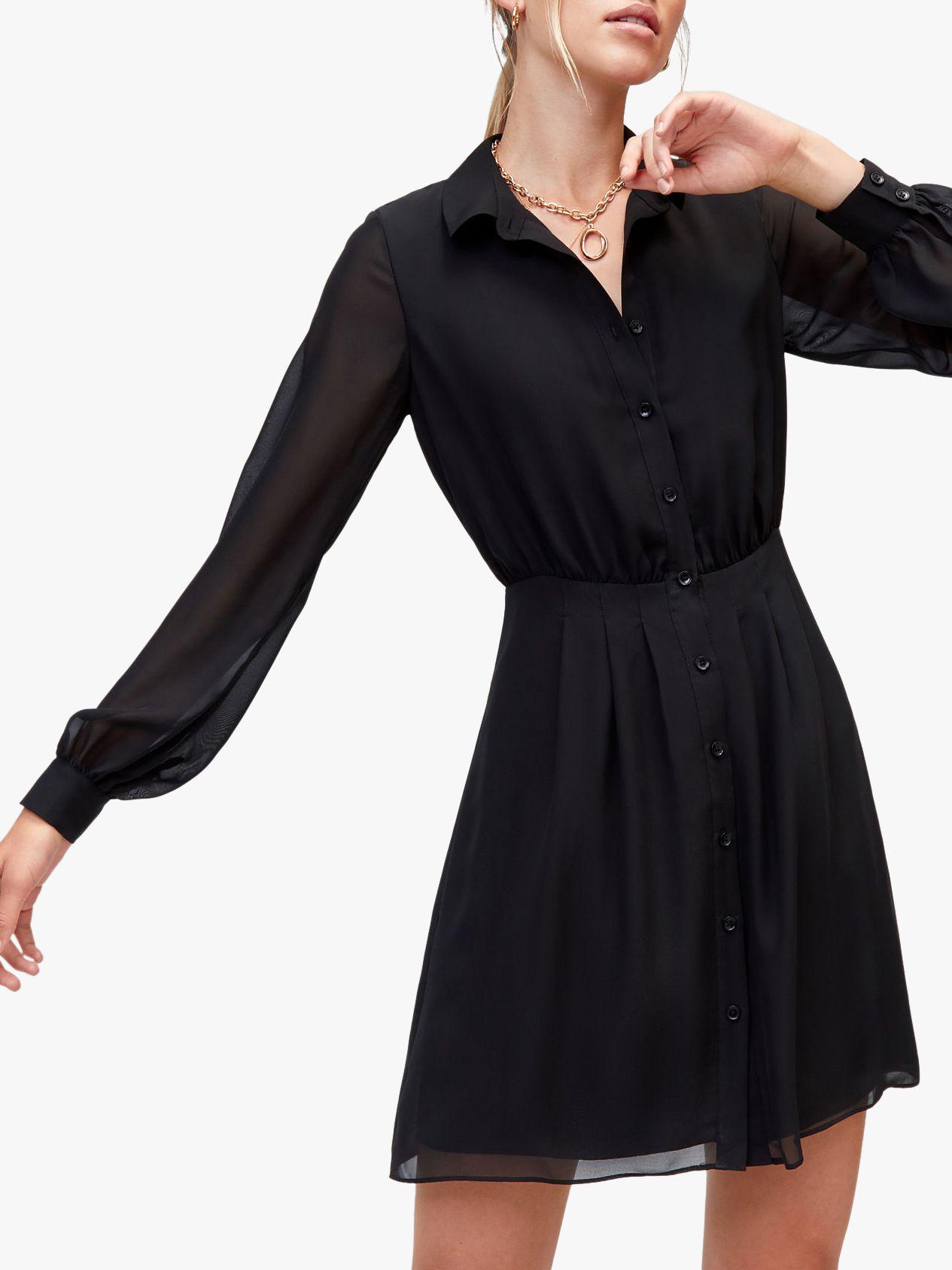 black chiffon shirt dress