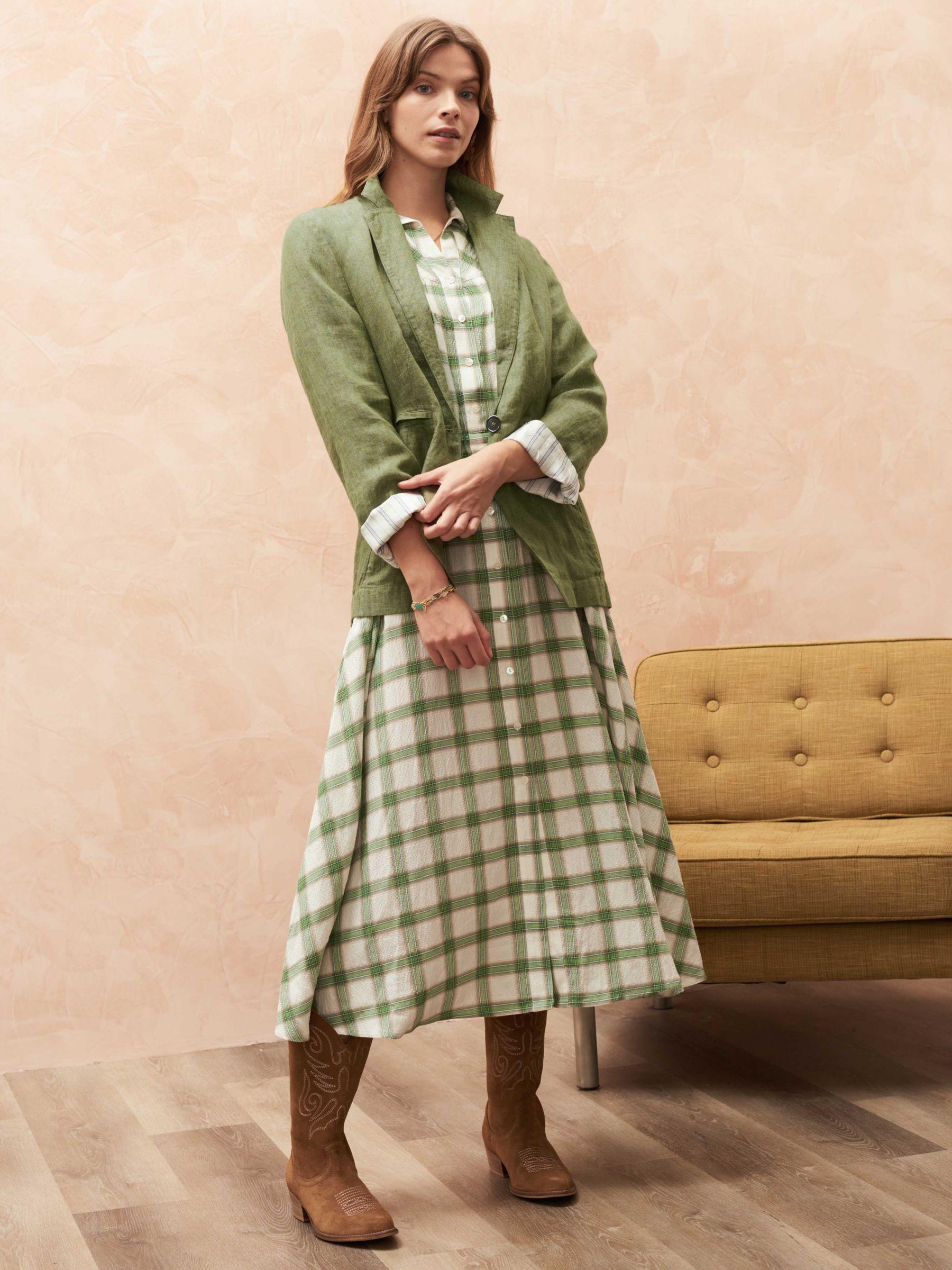 Brora Herringbone Weave Linen Blazer in Green Lyst UK