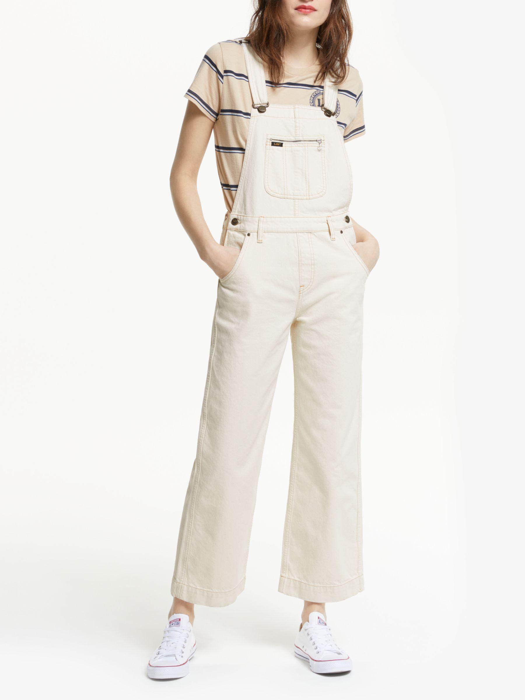 Lee Jeans Wide Bib Dungarees in White | Lyst UK