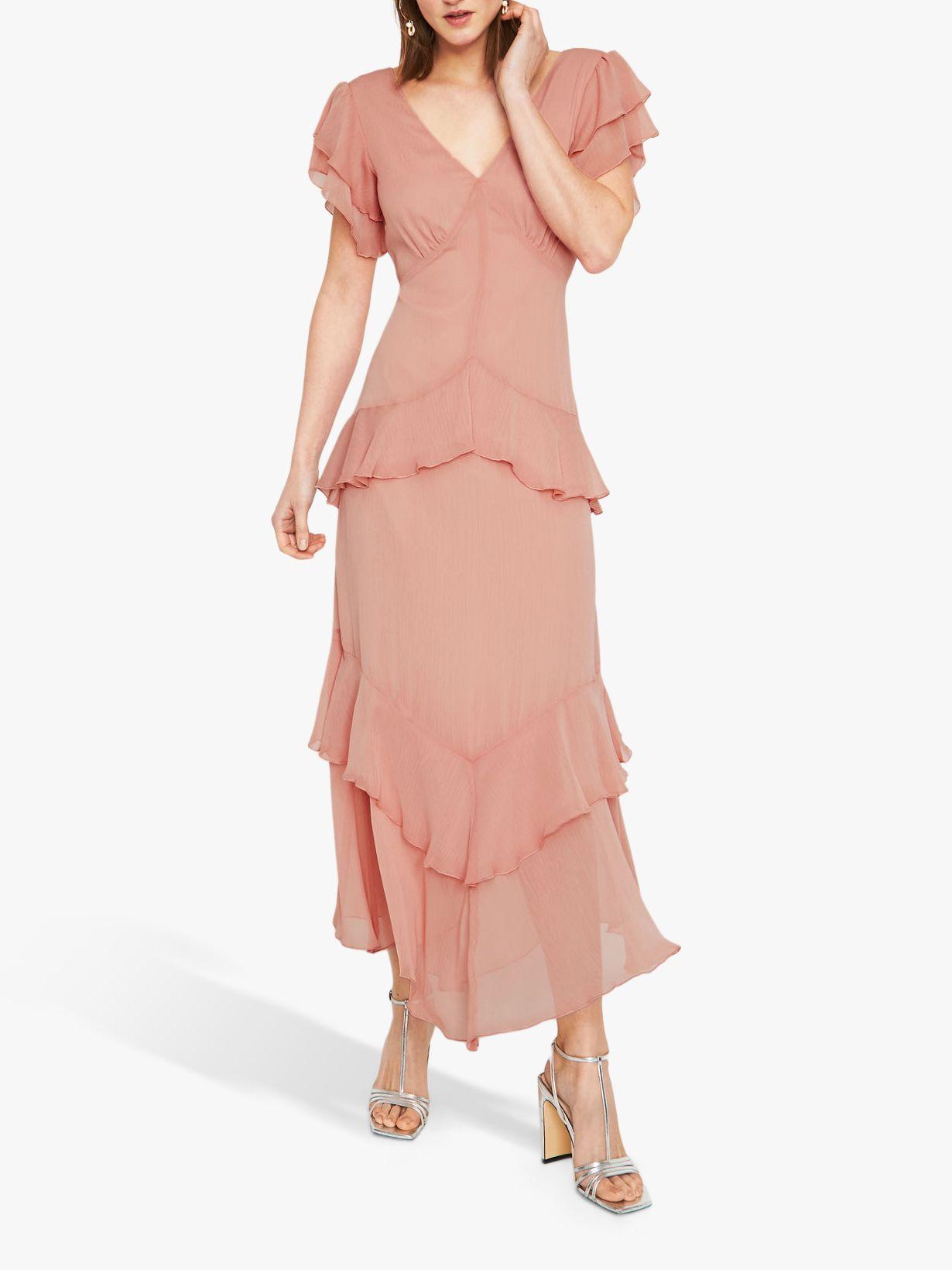 warehouse chiffon tiered maxi dress