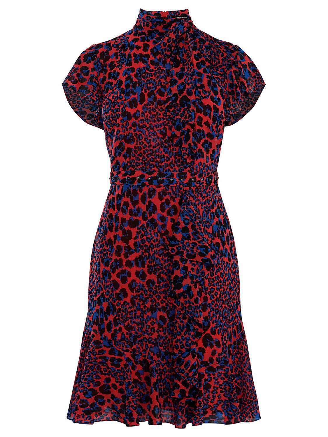 karen millen blue leopard print dress