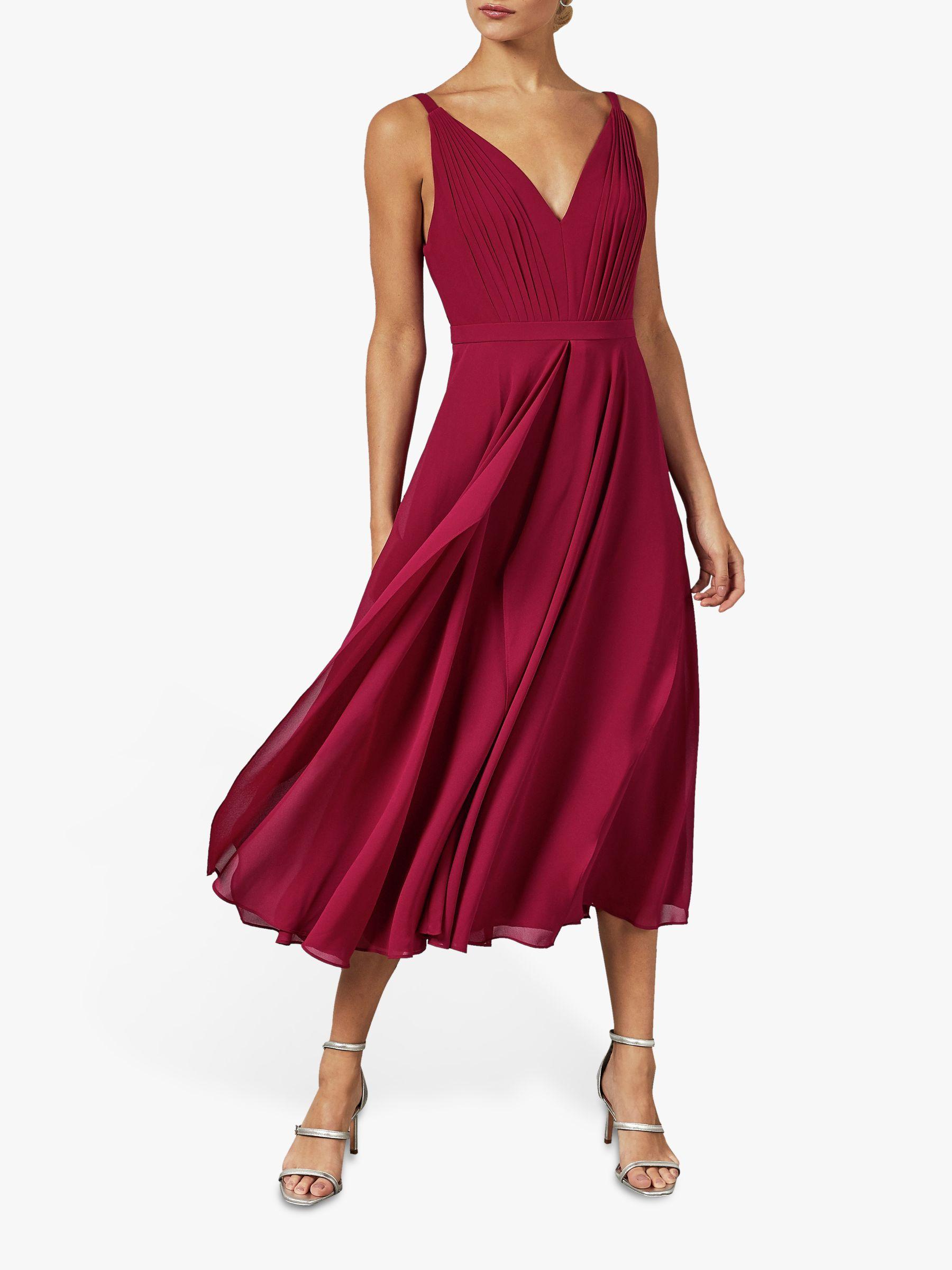 celeyst v neck georgette midi dress
