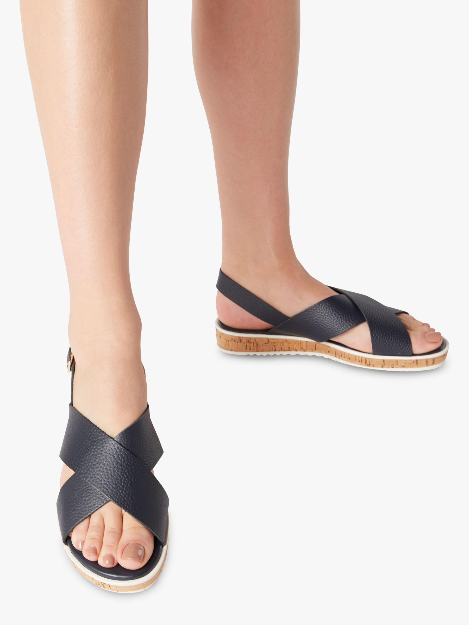 Dune Leather Lorde Cross Strap Flatform Sandals in Navy (Blue) - Lyst