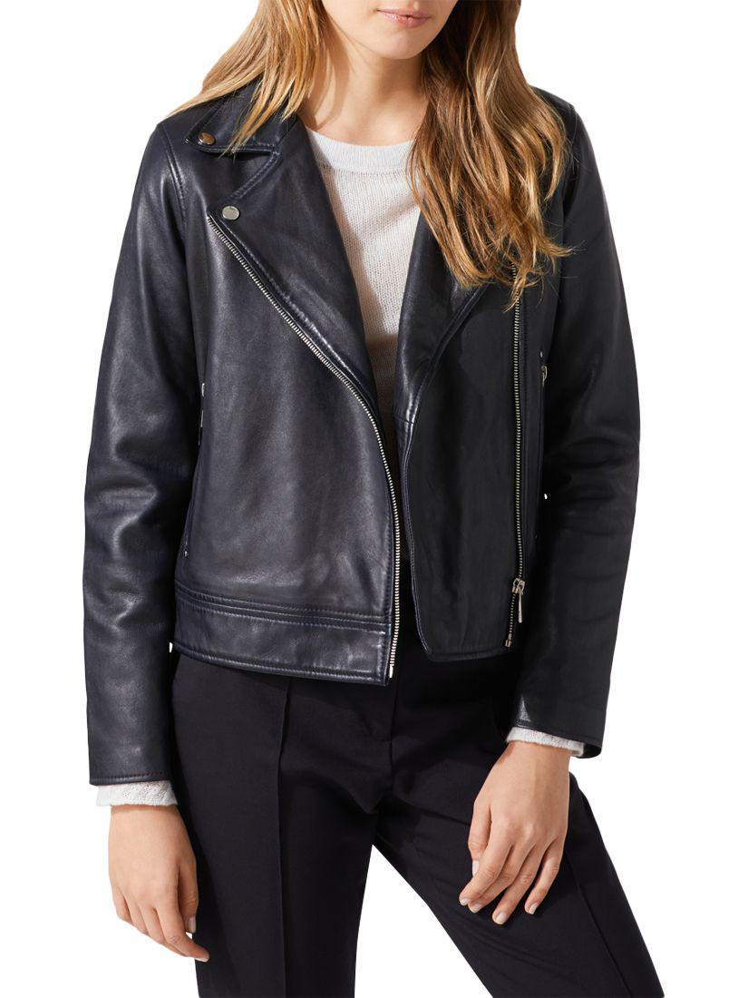 jigsaw navy leather jacket