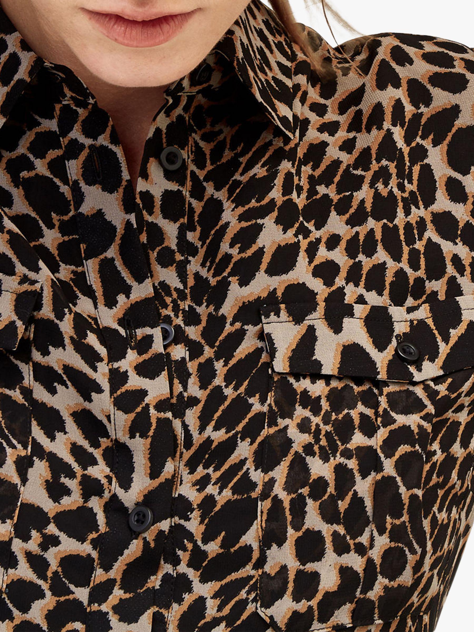 warehouse mini leopard shirt dress