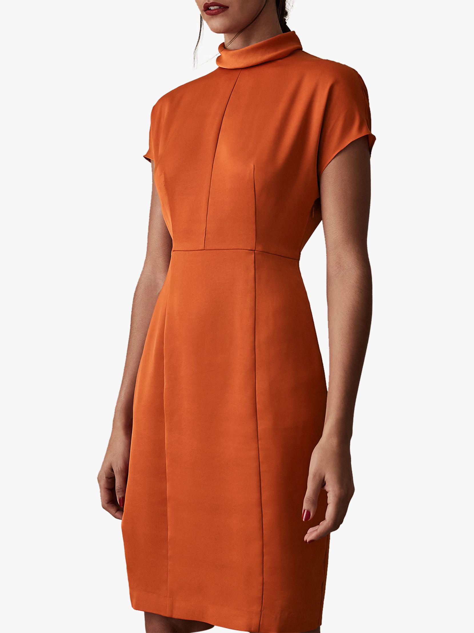 burnt orange fitted dress