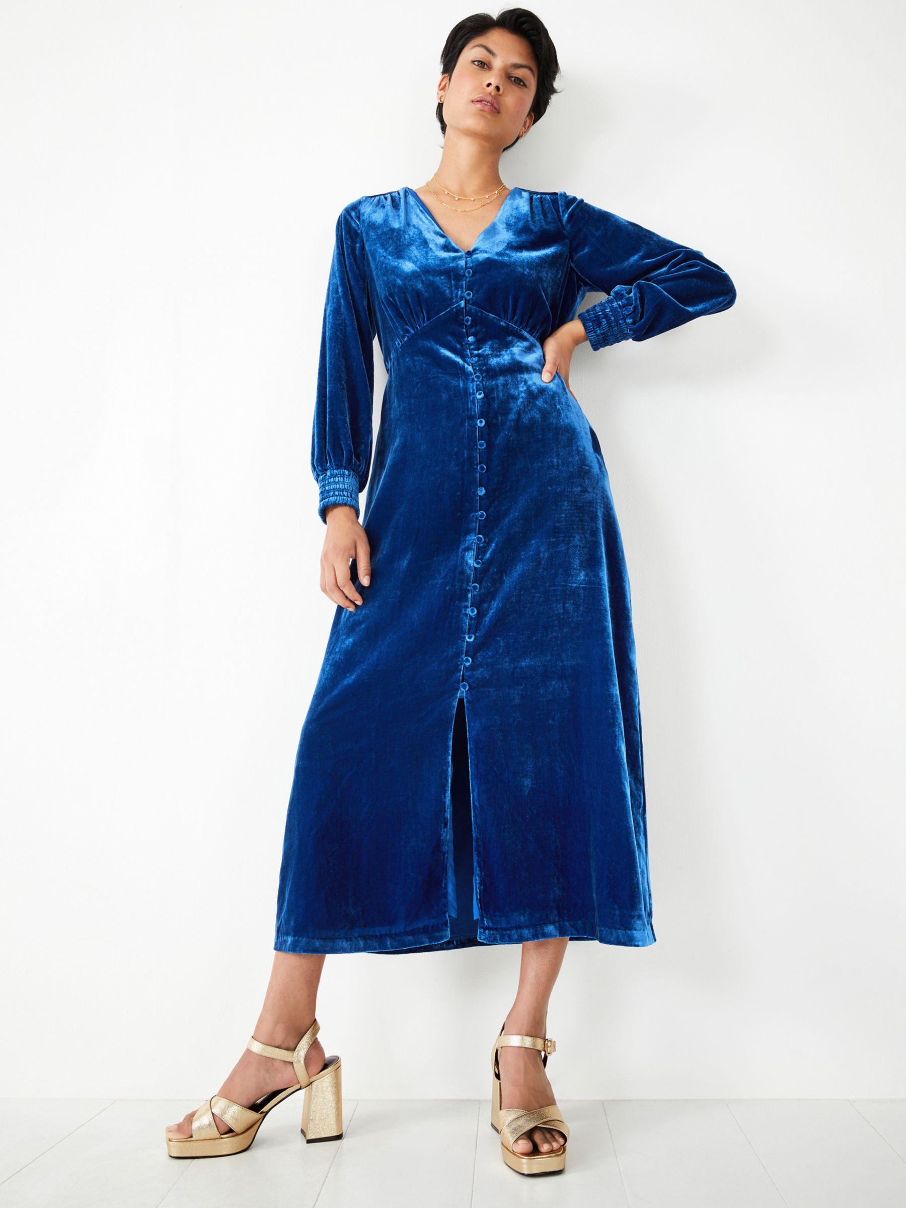 Hush Velvet Valeria Midi Dress in Blue Lyst UK