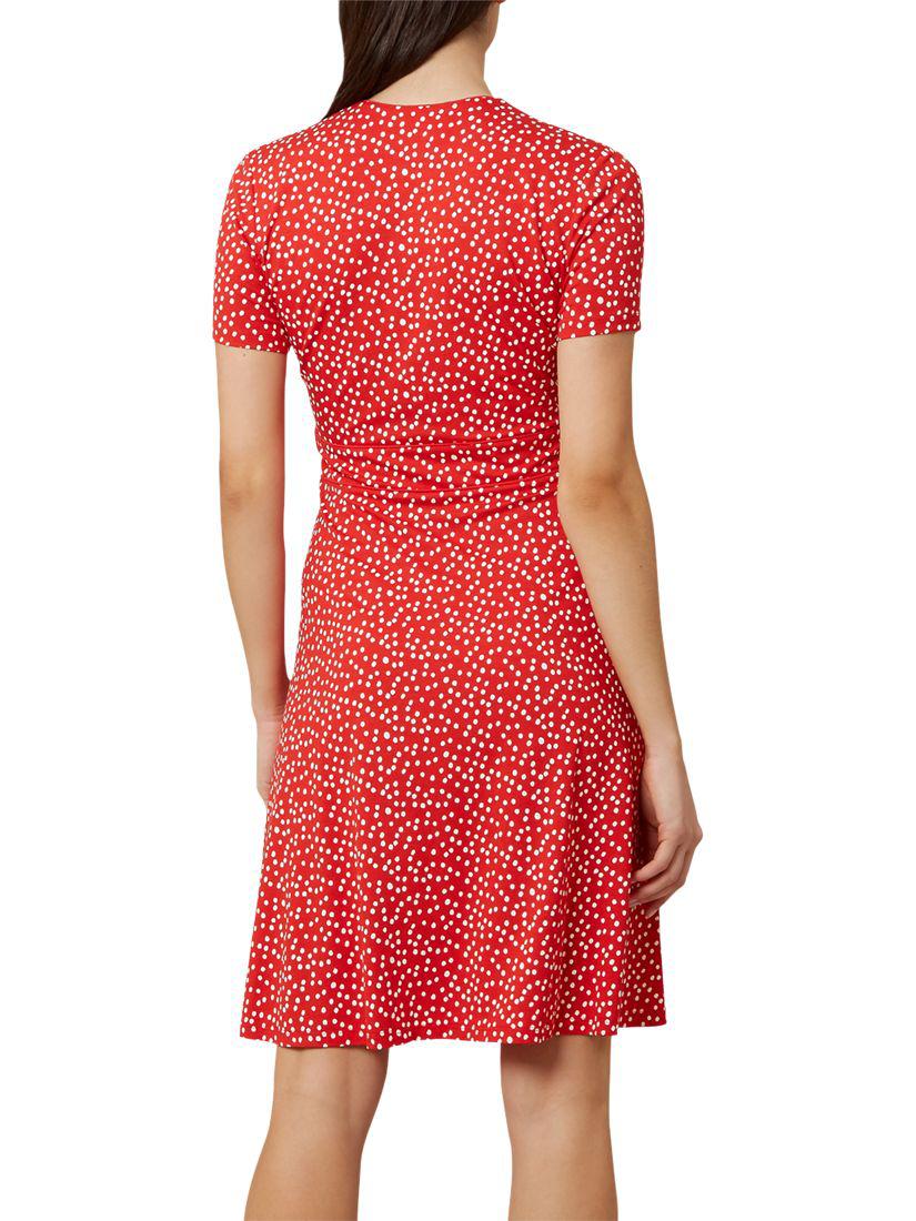 Hobbs Synthetic Darcie Polka Dot Print Dress in Red/White (Red) - Lyst