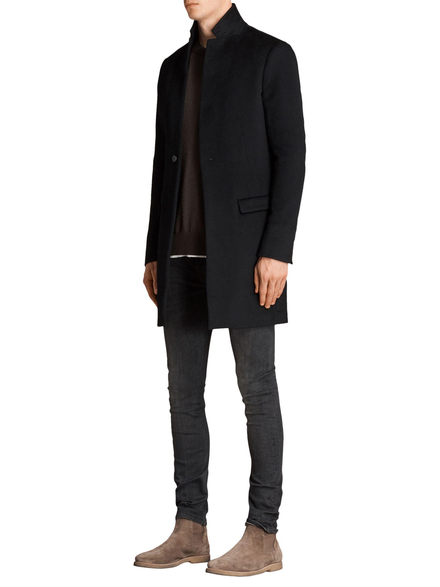 AllSaints Bodell Wool Tailored Coat in Black for Men Lyst UK