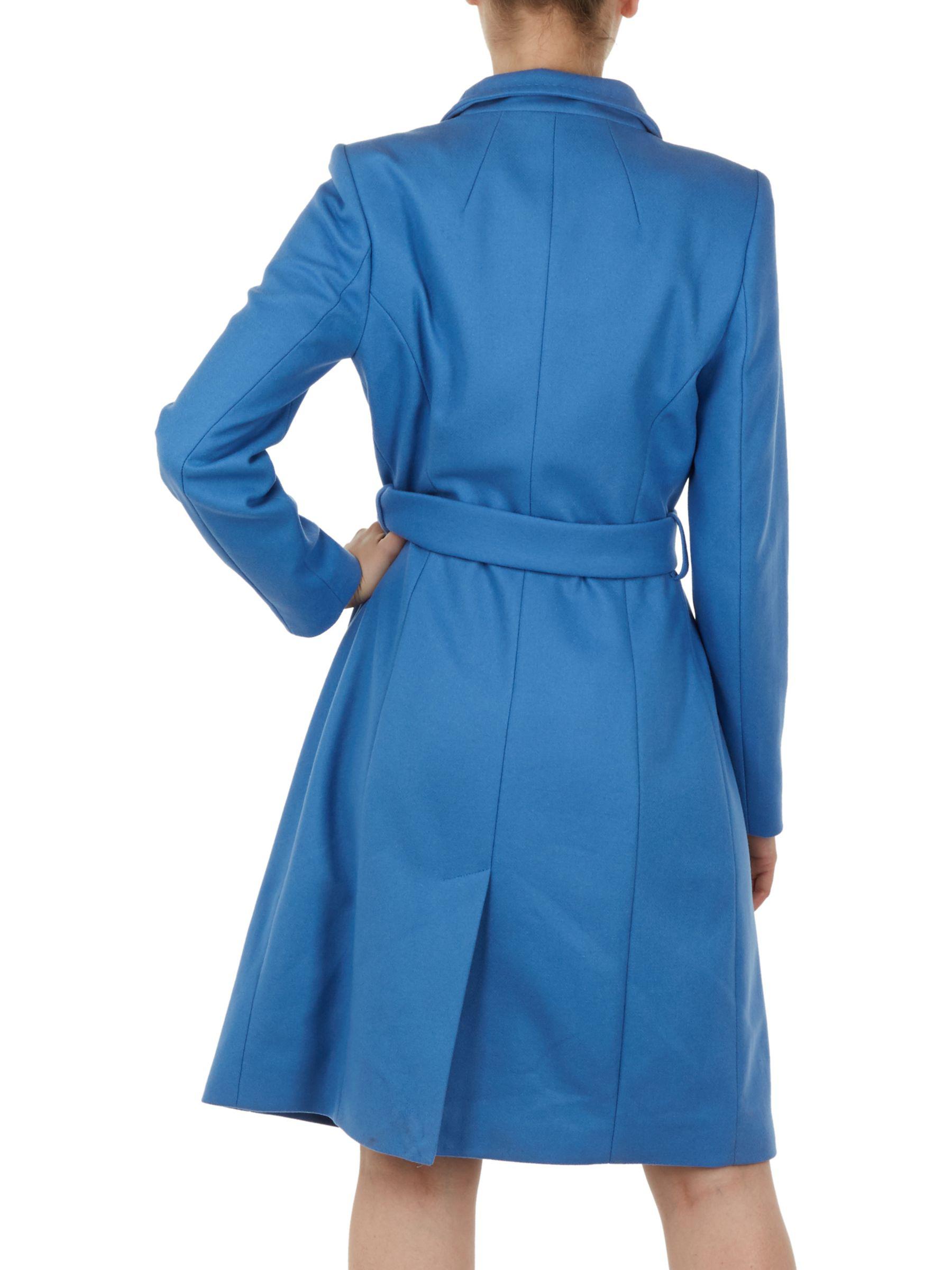Ted Baker Sandra Wool Blend Wrap Coat in Mid Blue (Blue) | Lyst UK