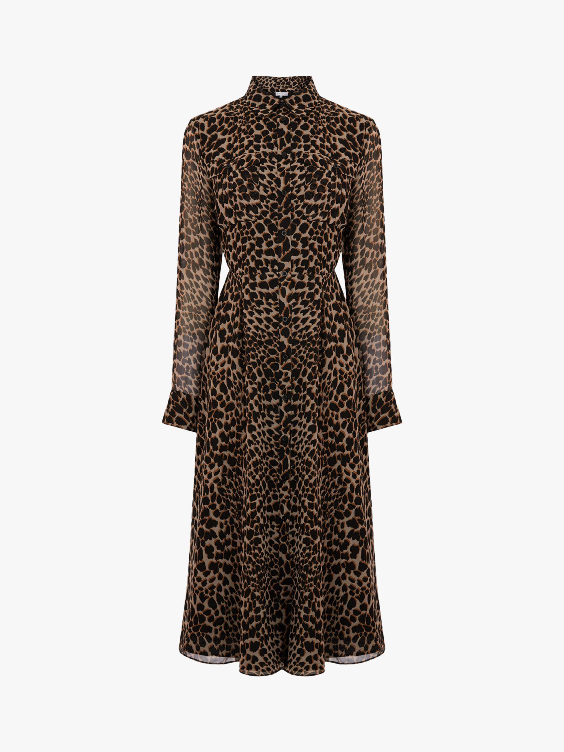 warehouse zebra print midi shirt dress