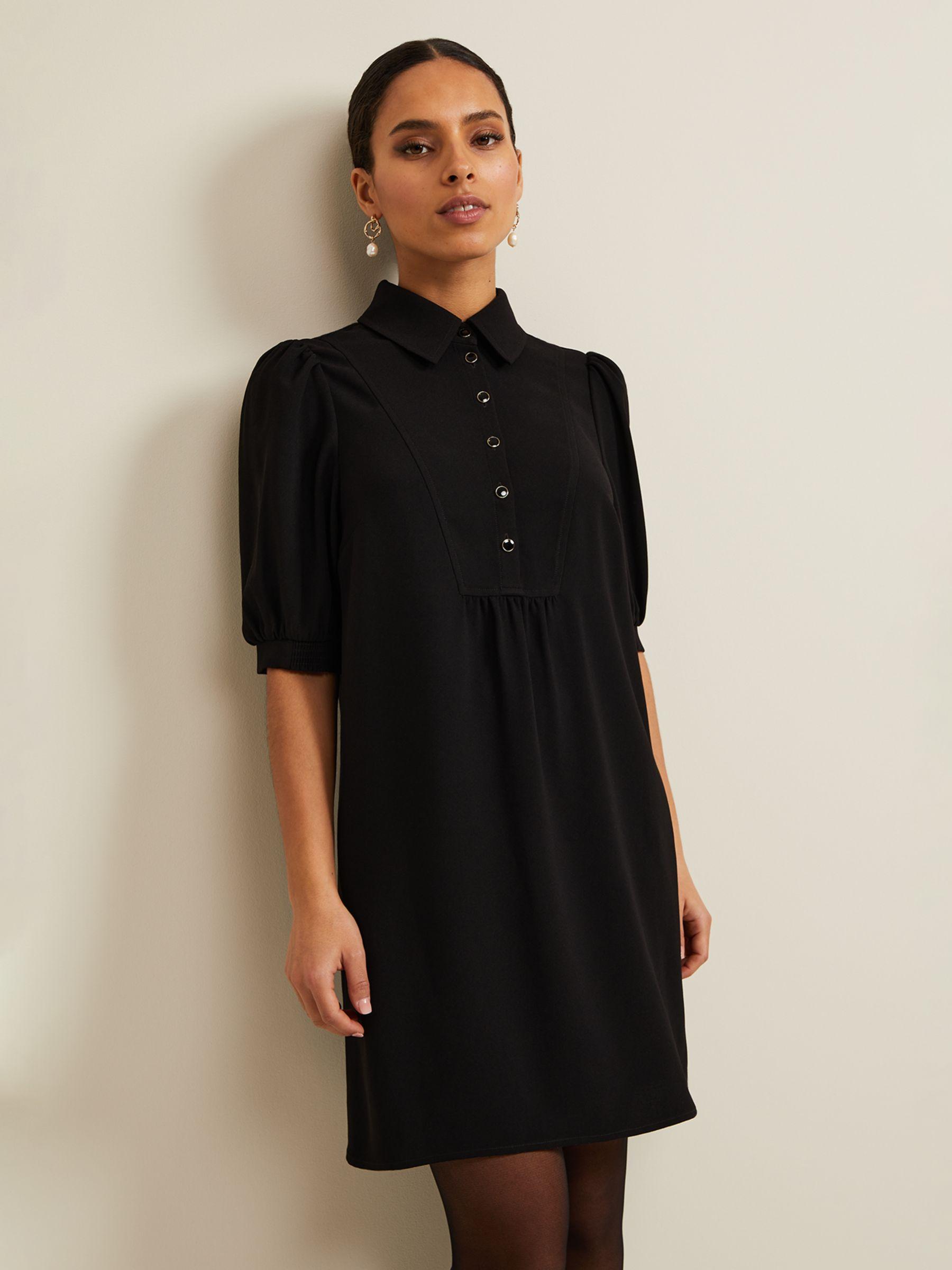Petite black swing dress top