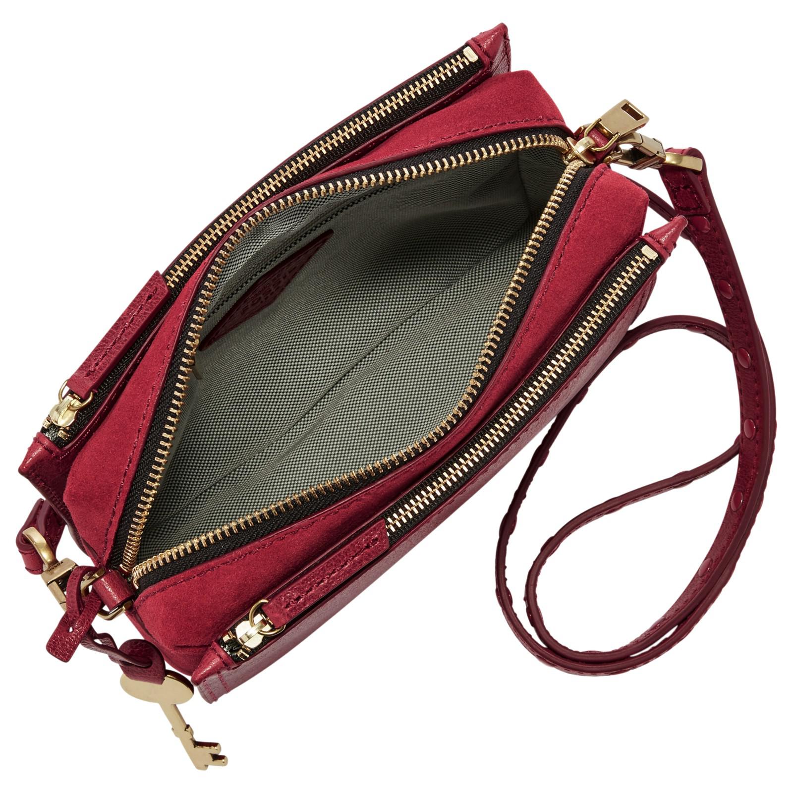 Fossil Campbell Leather Cross Body Bag in Red - Lyst