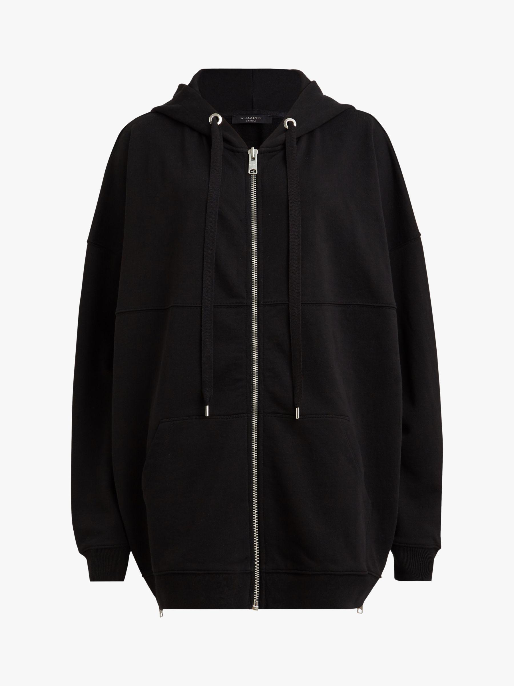 black zip up hoodie oversized