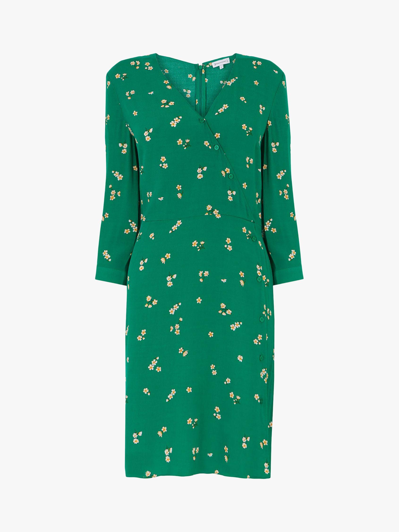 warehouse verity floral midi wrap dress