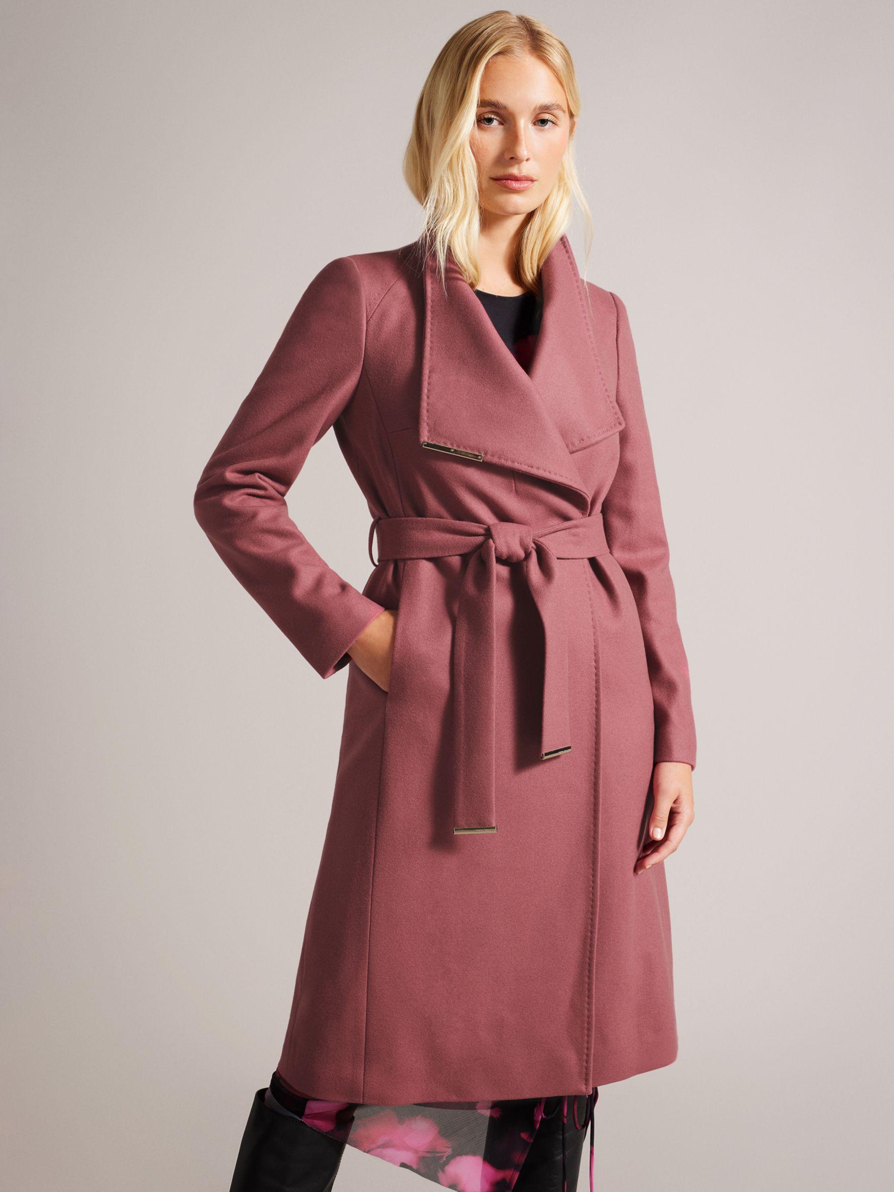 Ted Baker Rose Mid Length Wool Blend Wrap Coat in Pink | Lyst UK