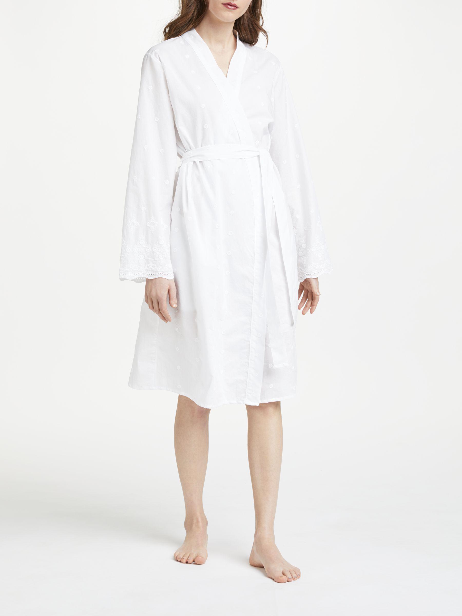 John Lewis Broderie Anglaise Cotton Dressing Gown in White Lyst UK