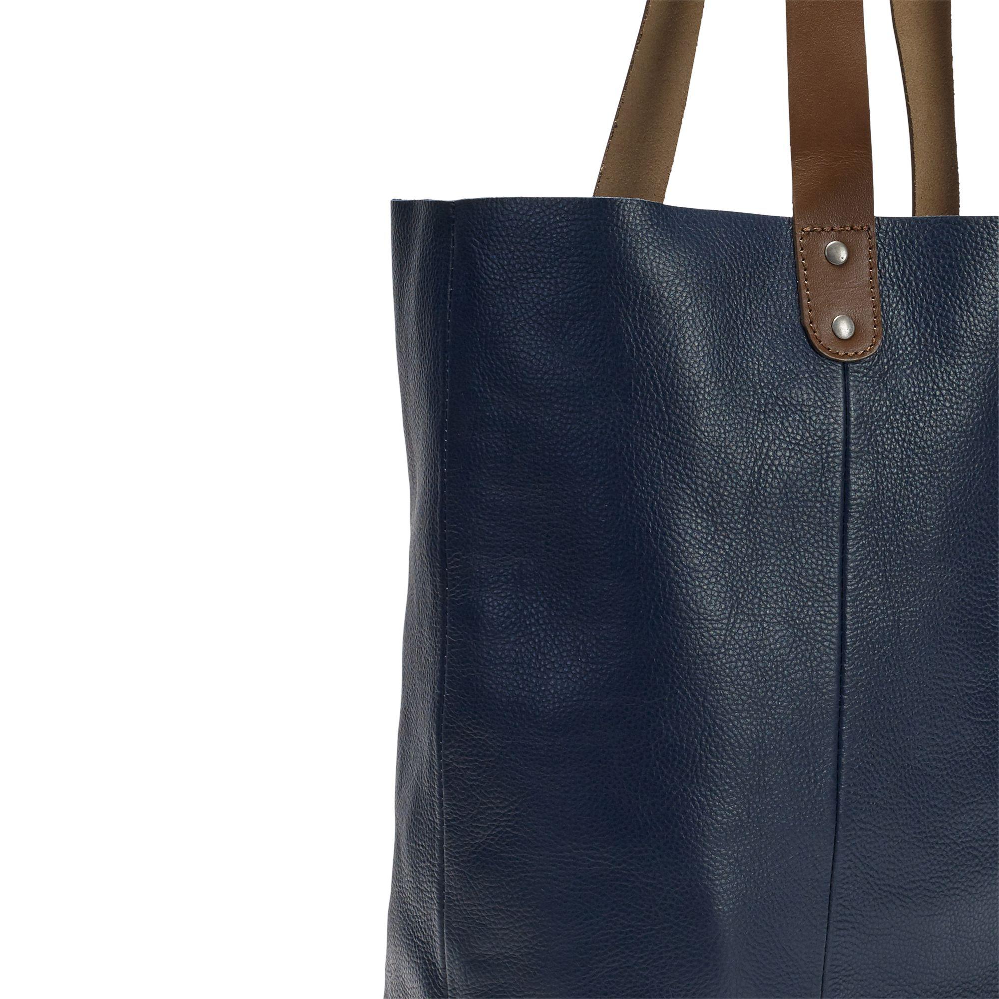 navy blue leather tote handbags