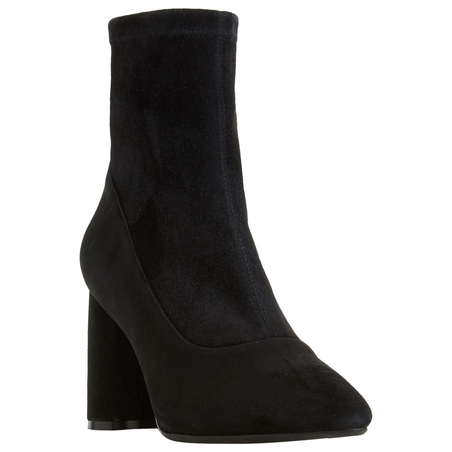 Block Heel Ankle Boots in Black Suede 