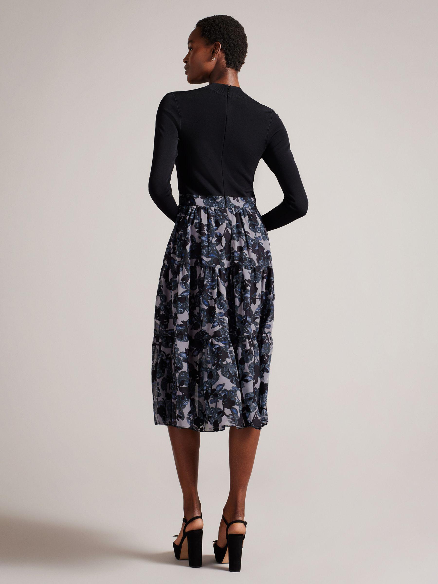alltaa knitted bodice dress with pleather skirt